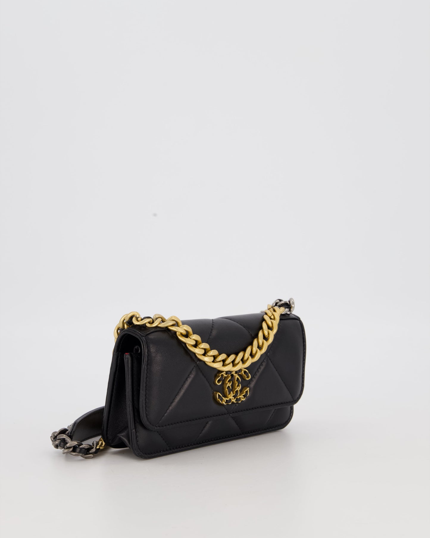 Chanel 19 Black Wallet On Chain in Lambskin Leather with Mixed Gold Hardware