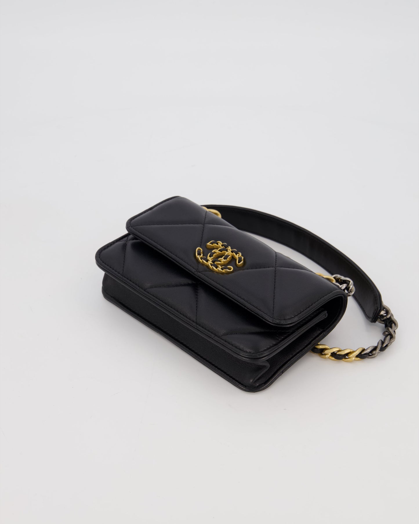 Chanel 19 Black Wallet On Chain in Lambskin Leather with Mixed Gold Hardware