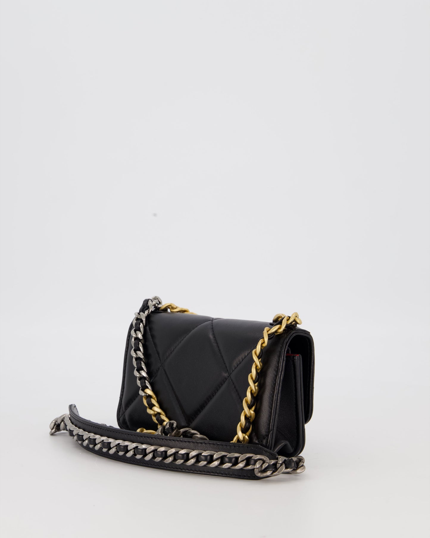 Chanel 19 Black Wallet On Chain in Lambskin Leather with Mixed Gold Hardware