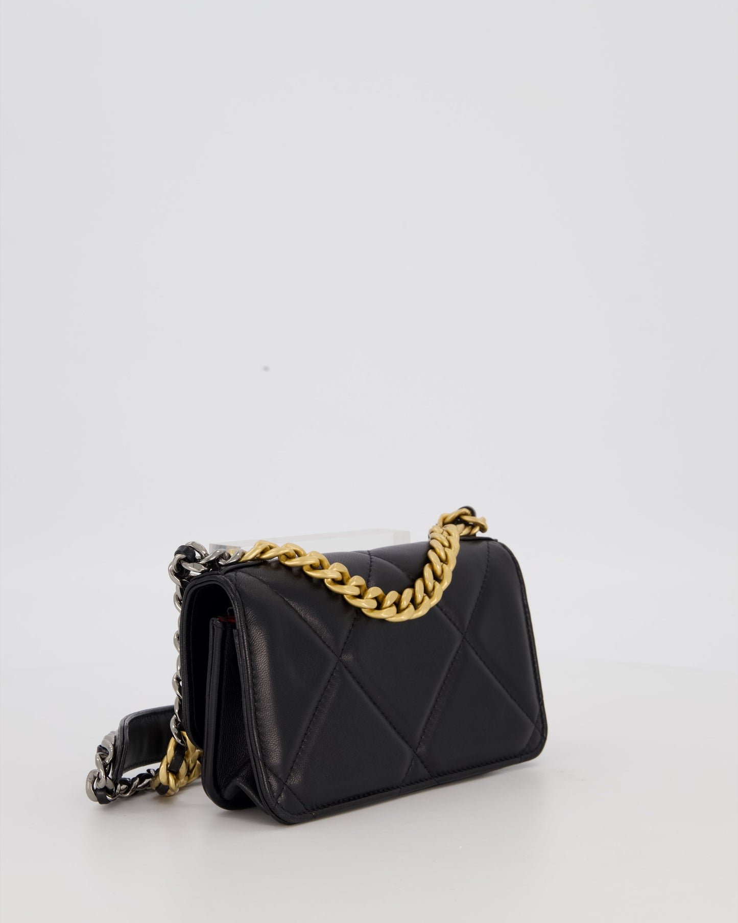 Chanel 19 Black Wallet On Chain in Lambskin Leather with Mixed Gold Hardware
