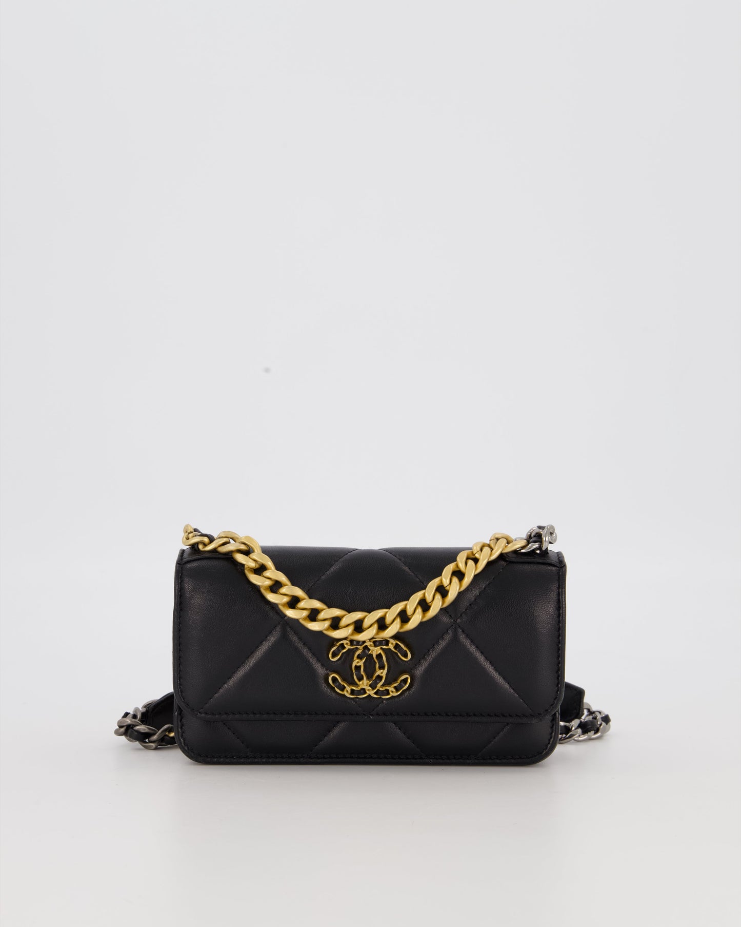 Chanel 19 Black Wallet On Chain in Lambskin Leather with Mixed Gold Hardware