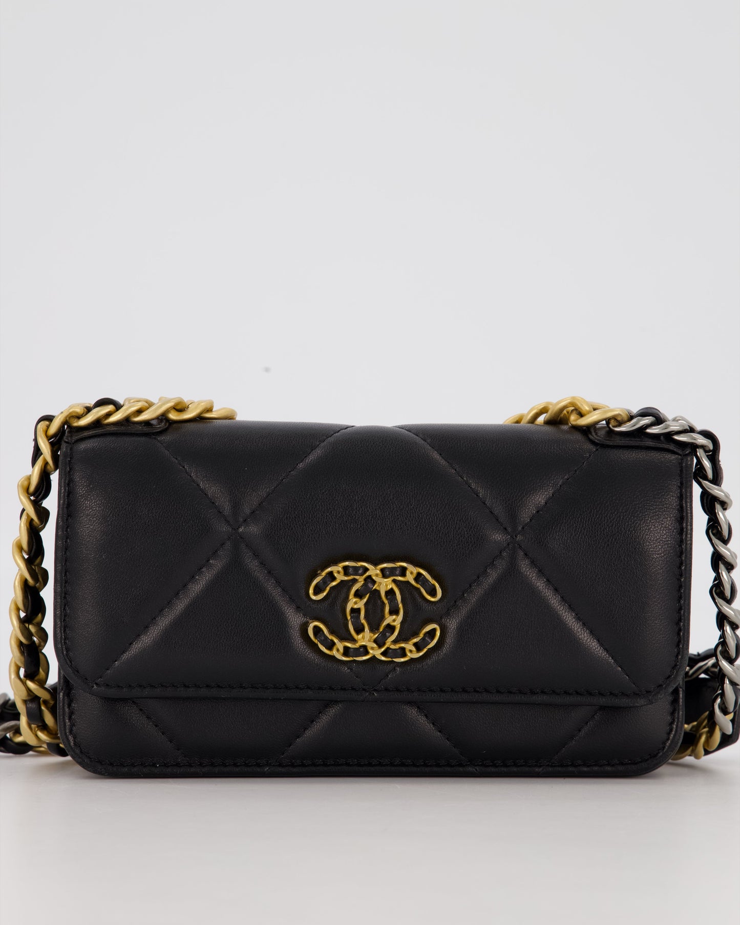Chanel 19 Black Wallet On Chain in Lambskin Leather with Mixed Gold Hardware
