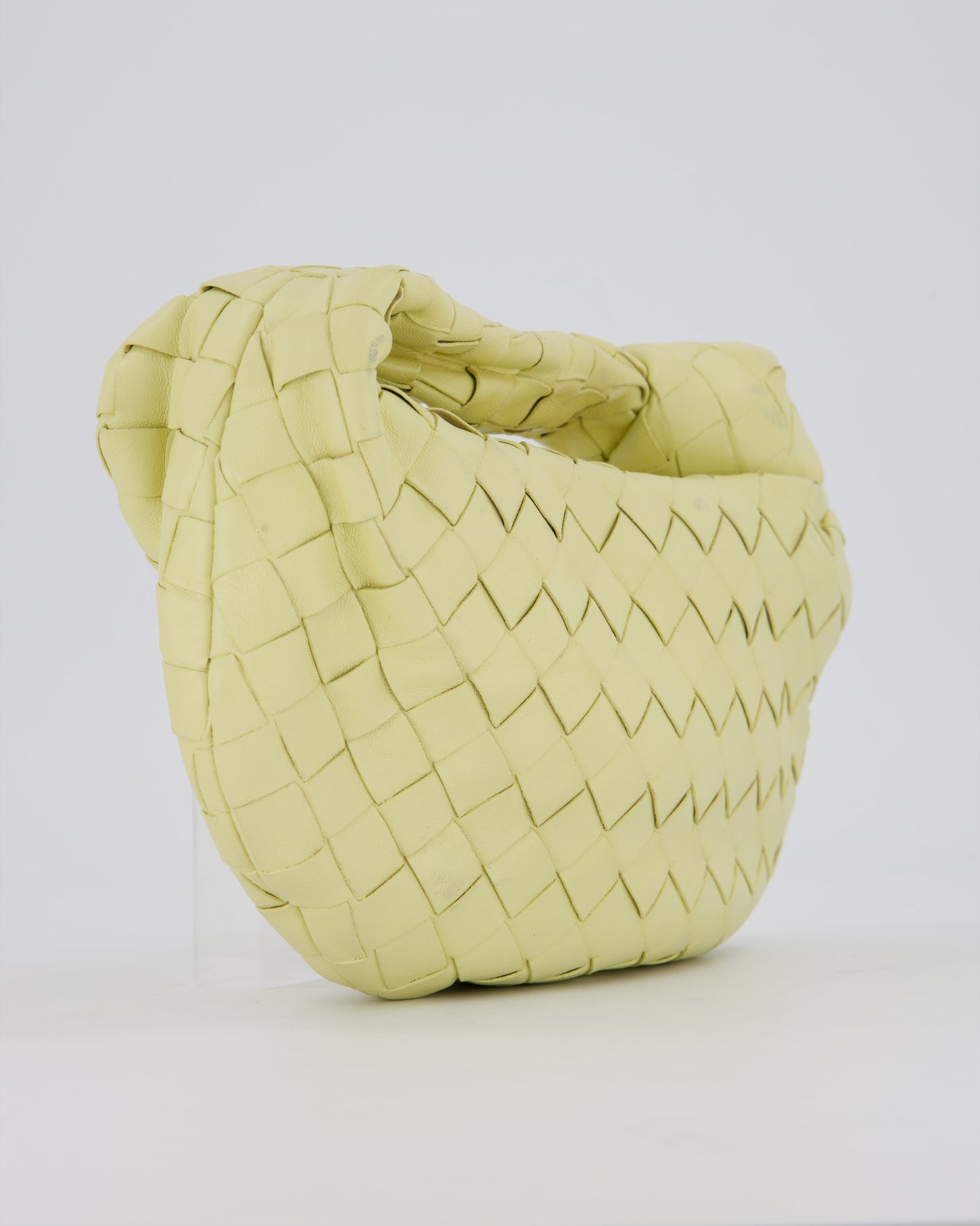 Bottega Veneta Yellow Mini Jodie Bag in Intrecciato Leather with Silver Hardware