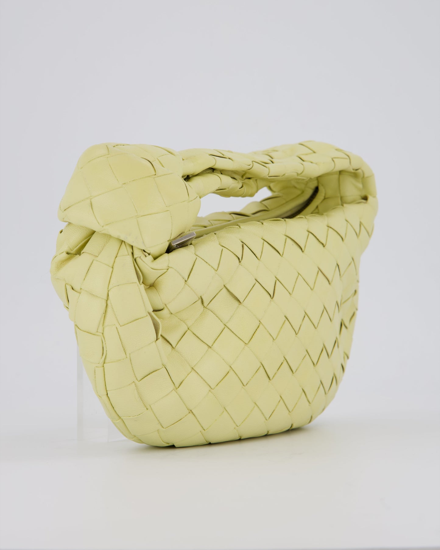 Bottega Veneta Yellow Mini Jodie Bag in Intrecciato Leather with Silver Hardware