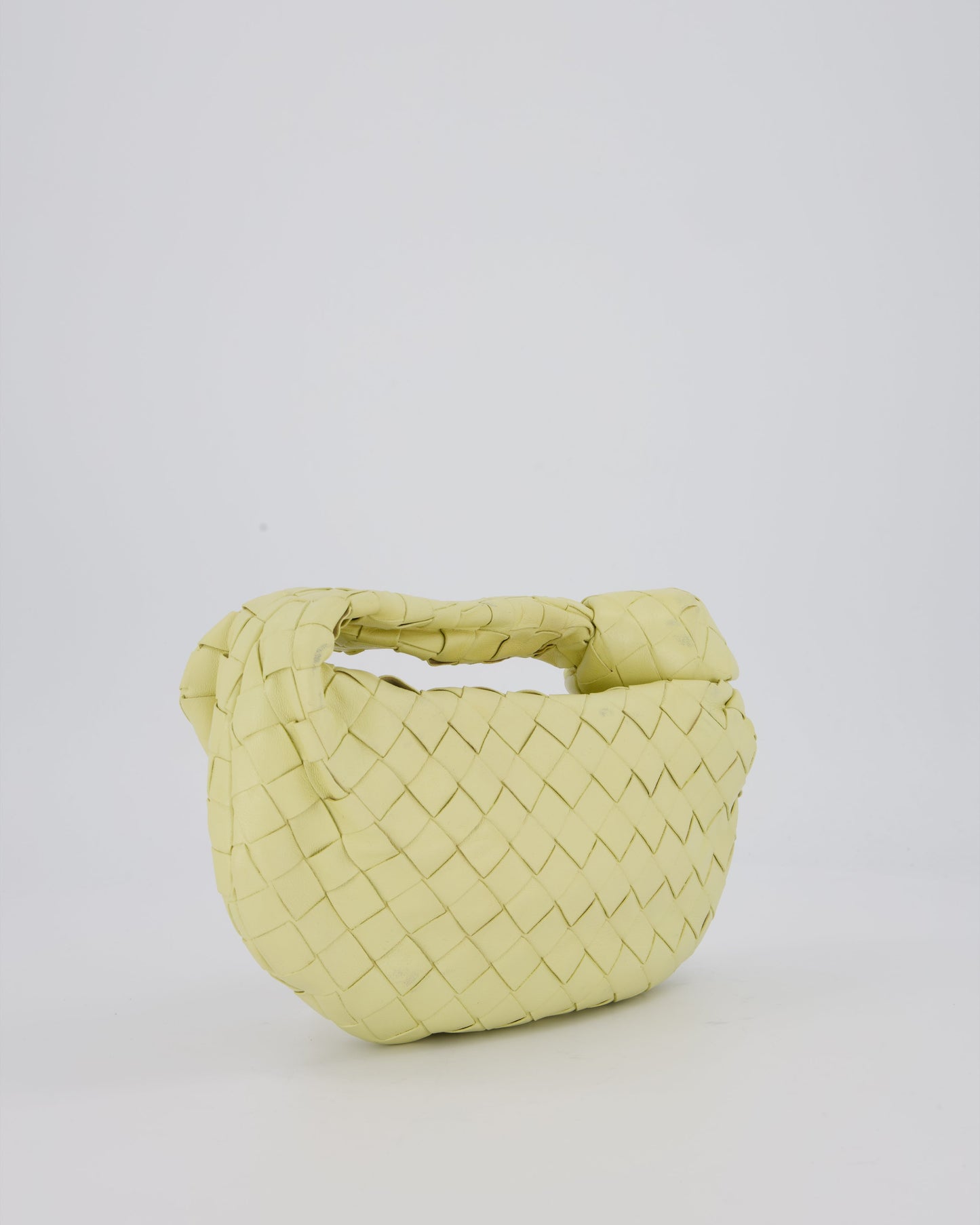 Bottega Veneta Yellow Mini Jodie Bag in Intrecciato Leather with Silver Hardware