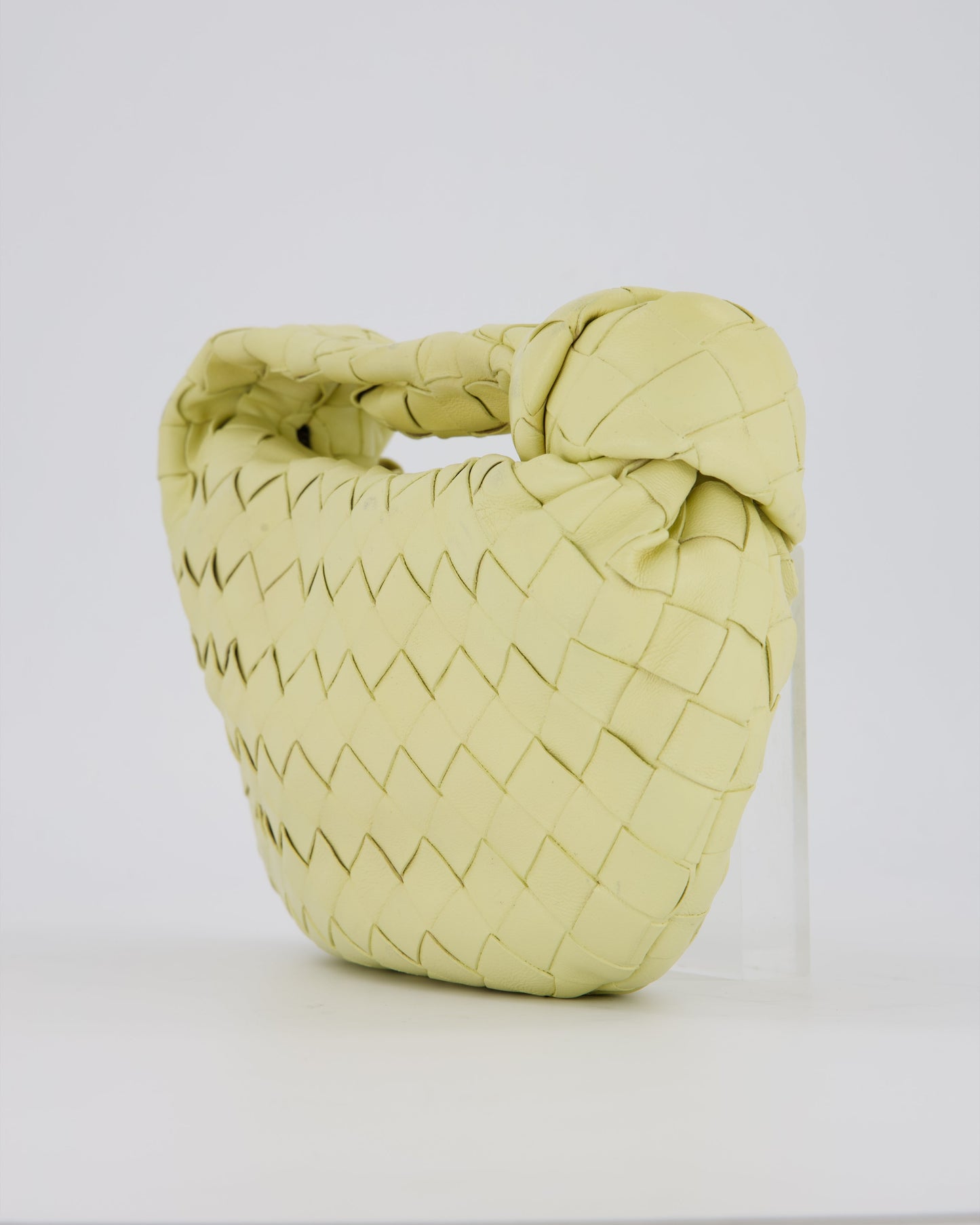 Bottega Veneta Yellow Mini Jodie Bag in Intrecciato Leather with Silver Hardware