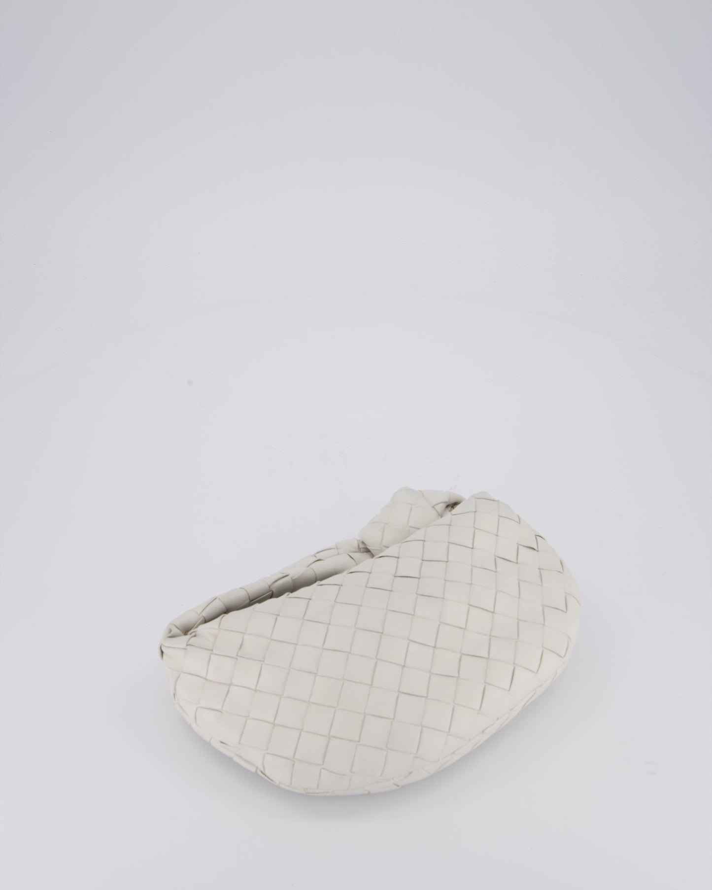 Bottega Veneta White Mini Jodie Bag in Intrecciato Leather with Gold Hardware