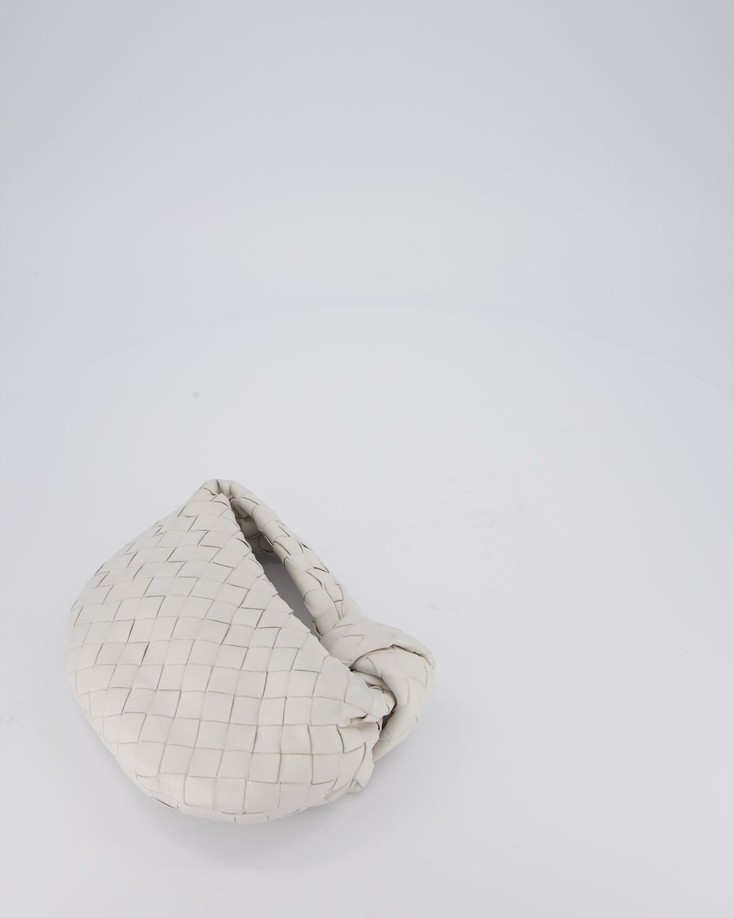 Bottega Veneta White Mini Jodie Bag in Intrecciato Leather with Gold Hardware