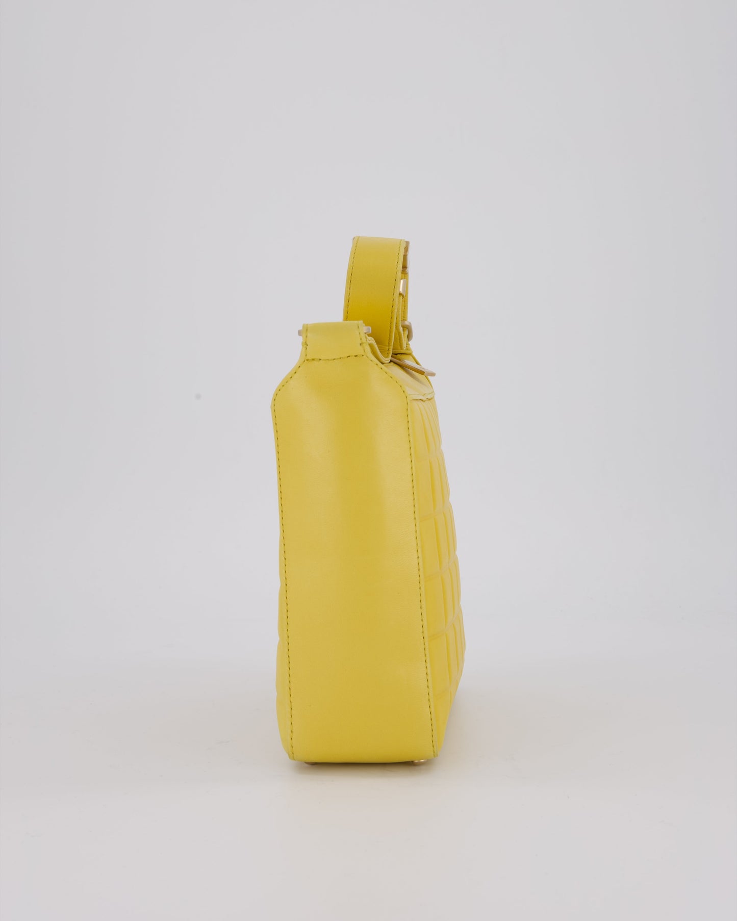 Chanel Chocolate Bar Shoulder Bag in Yellow Lambskin Leather with Gold Hardware