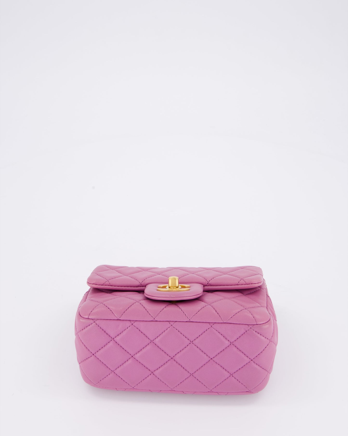 Chanel Purple Pearl Crush Mini Flap Bag In Lambskin Leather With Brushed Gold Hardware