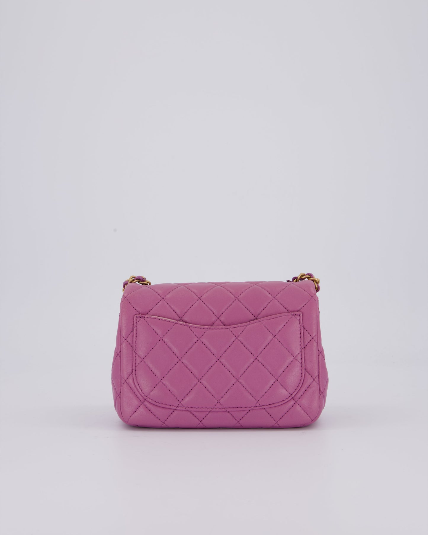 Chanel Purple Pearl Crush Mini Flap Bag In Lambskin Leather With Brushed Gold Hardware