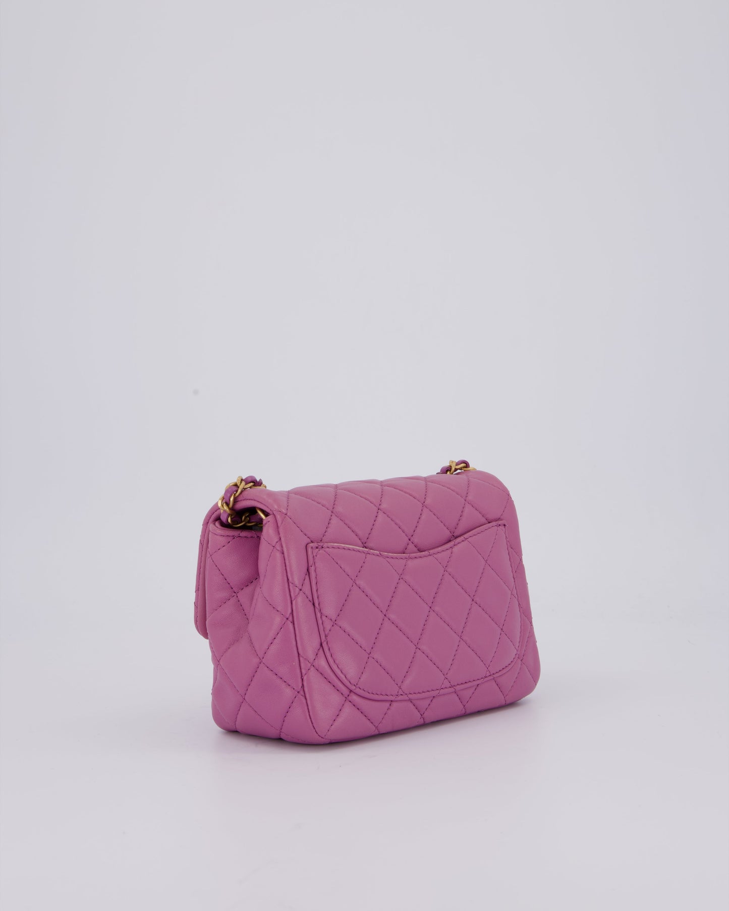 Chanel Purple Pearl Crush Mini Flap Bag In Lambskin Leather With Brushed Gold Hardware