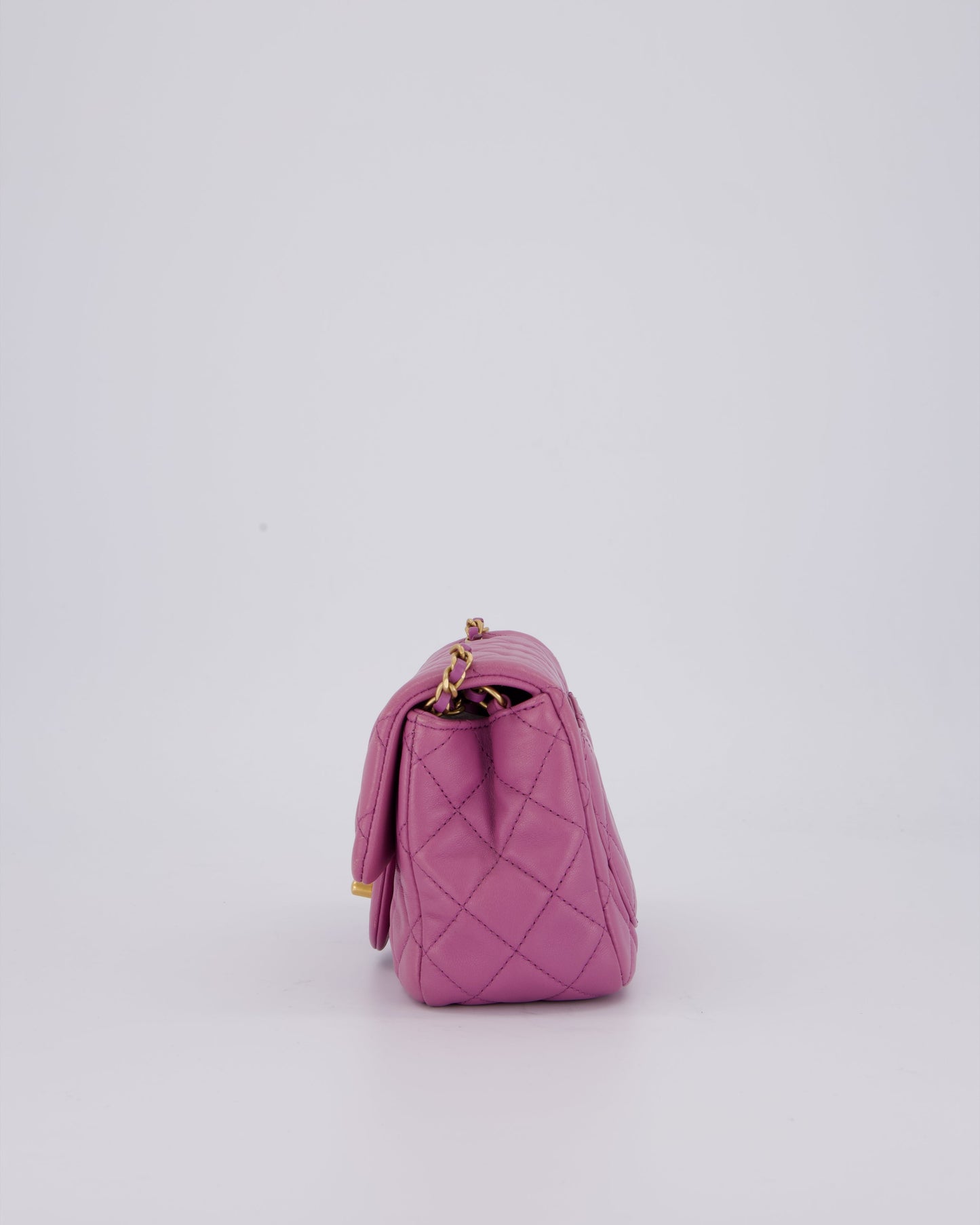 Chanel Purple Pearl Crush Mini Flap Bag In Lambskin Leather With Brushed Gold Hardware