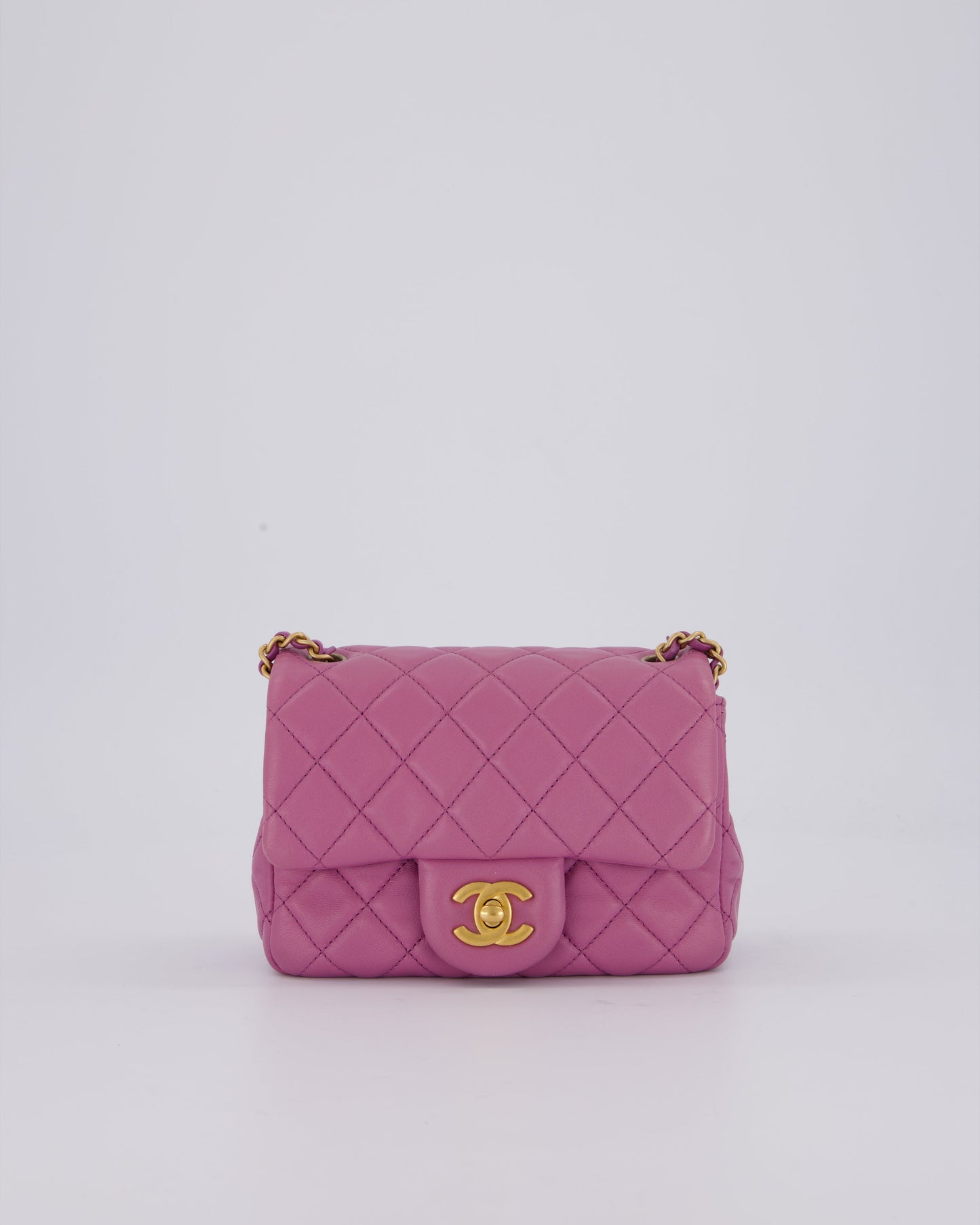 Chanel Purple Pearl Crush Mini Flap Bag In Lambskin Leather With Brushed Gold Hardware