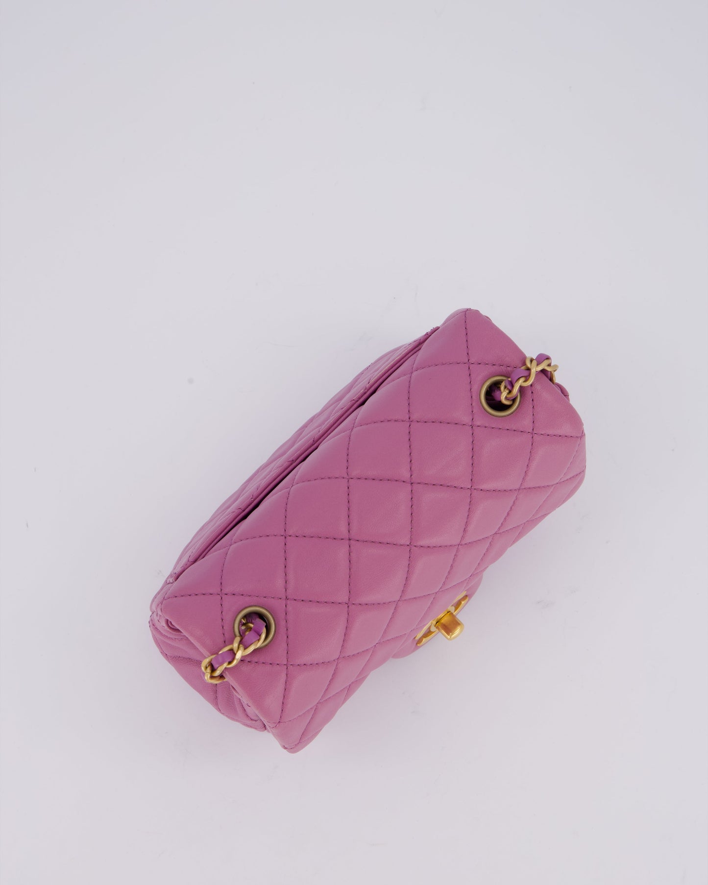 Chanel Purple Pearl Crush Mini Flap Bag In Lambskin Leather With Brushed Gold Hardware