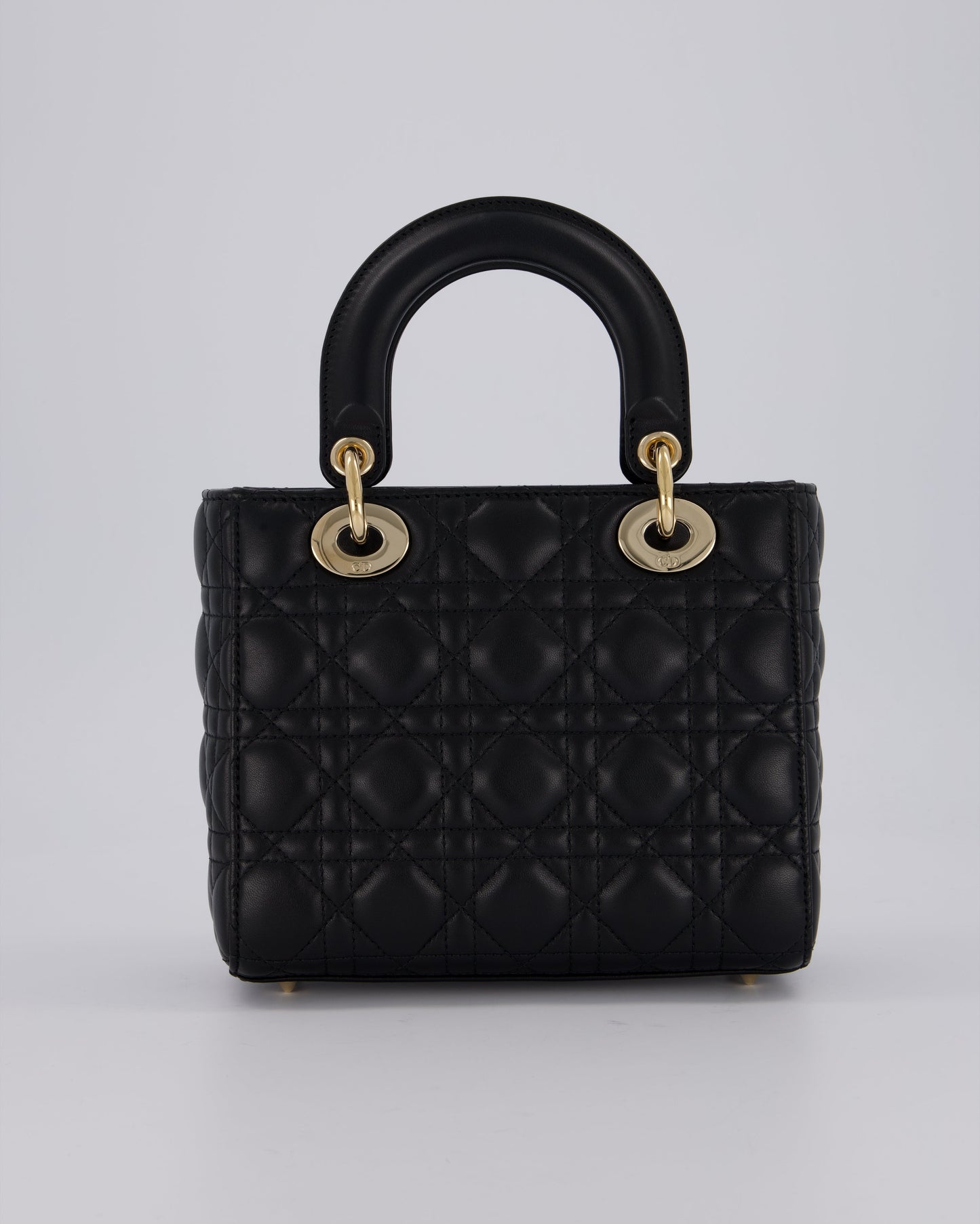 Christian Dior Black Small ABC Lady Dior Bag in Lambskin Cannage Leather with Champagne Gold Hardware