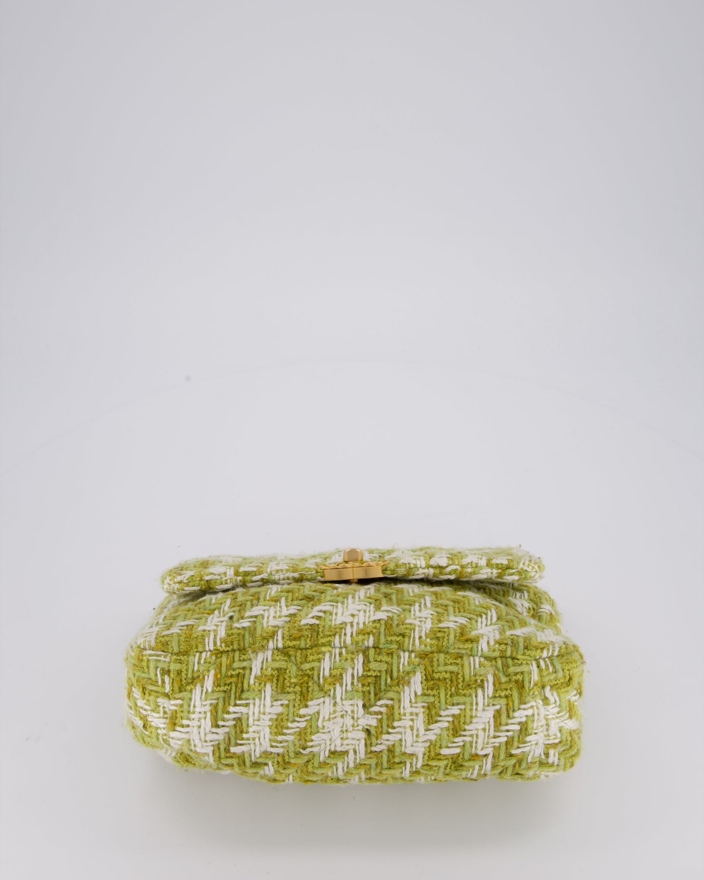Chanel Small 19 Flap Bag in Green and White Houndstooth Quilted Tweed with Mixed Hardware