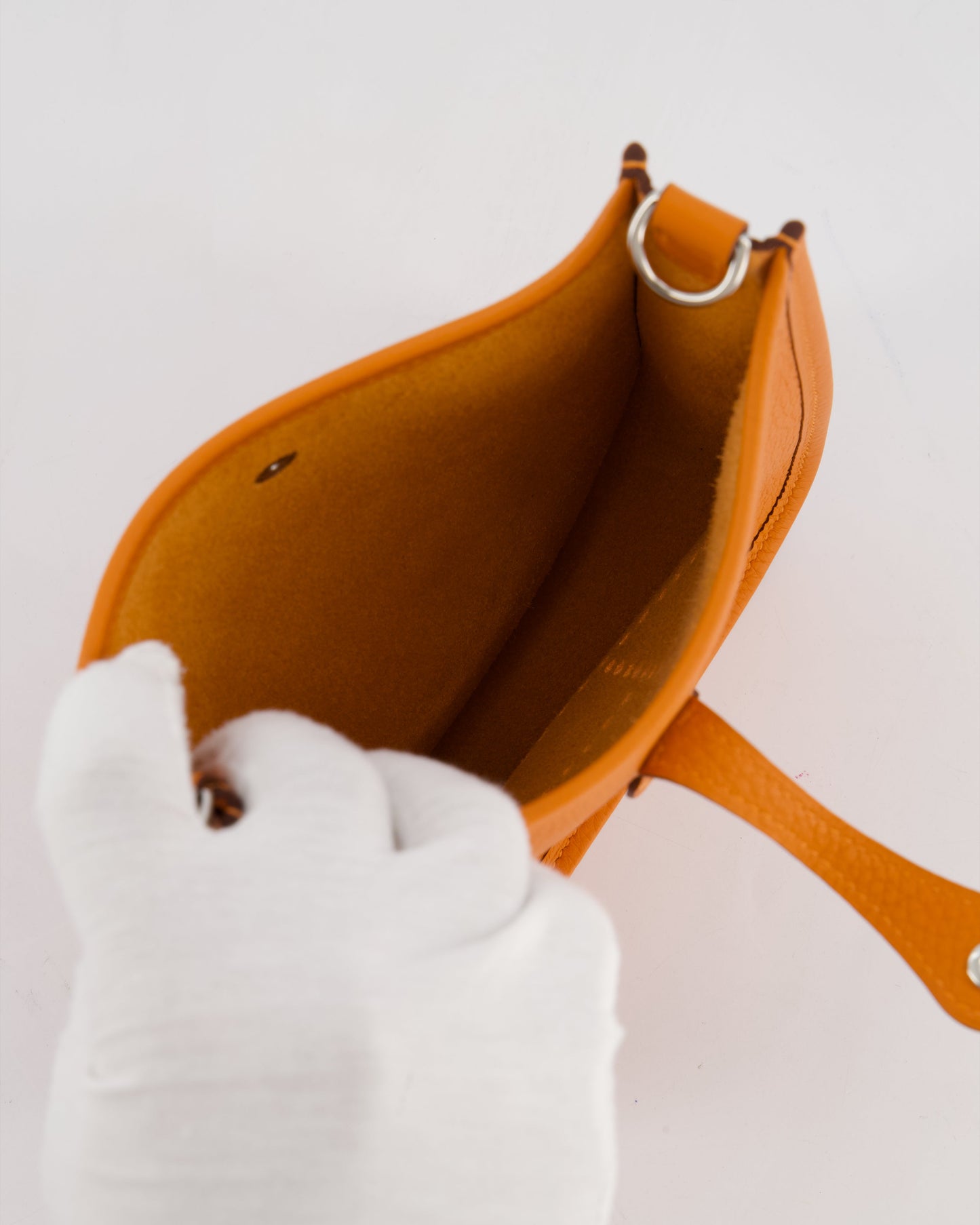 Hermès Mini Evelyne Bag in Orange Clemence Leather with Palladium Hardware