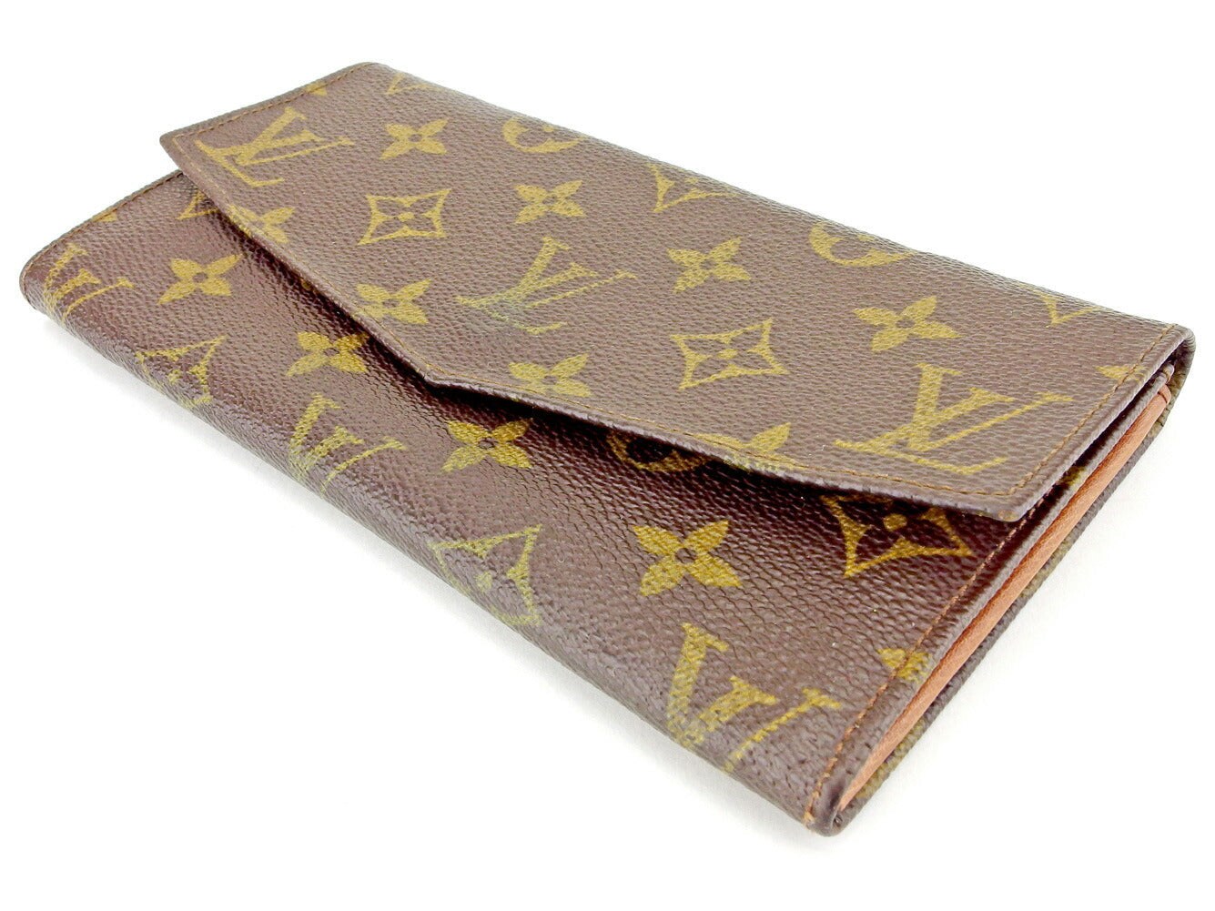 LOUIS VUITTON Long Wallet Purse M61724 Brown beige Pochette Porto MonÃ©credi