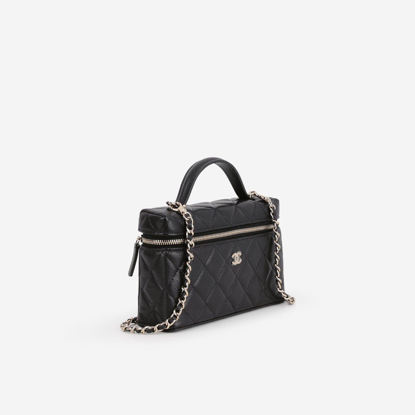 Chanel Top Handle Vanity With Chain - Black Caviar | Champagne Gold Hardware