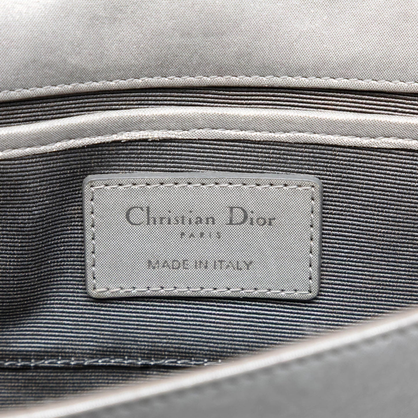 Silver Dior Iridescent Lambskin Cannage Lady Dior Convertible Clutch Crossbody Bag