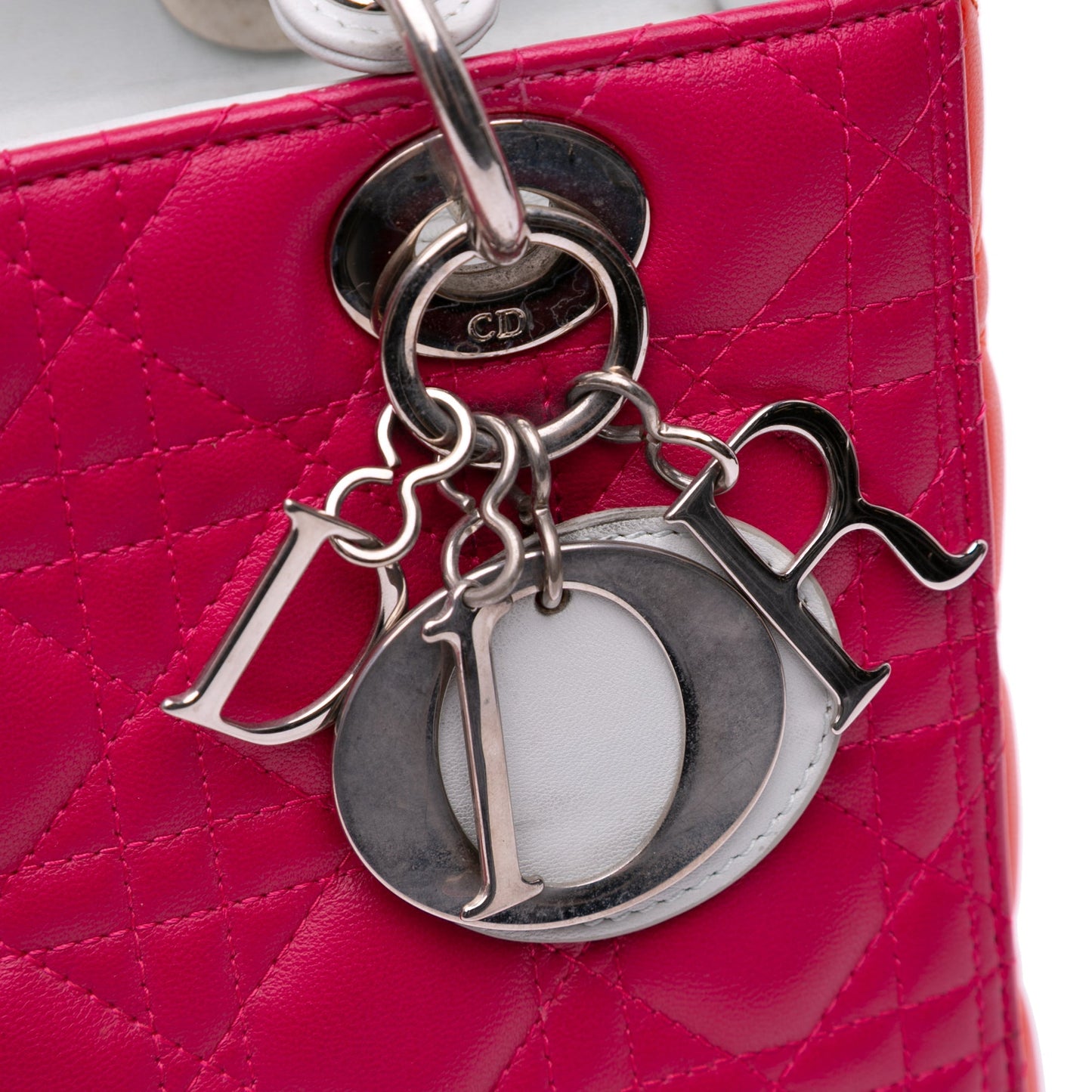 Pink Dior Medium Tricolor Lambskin Cannage Lady Dior Satchel
