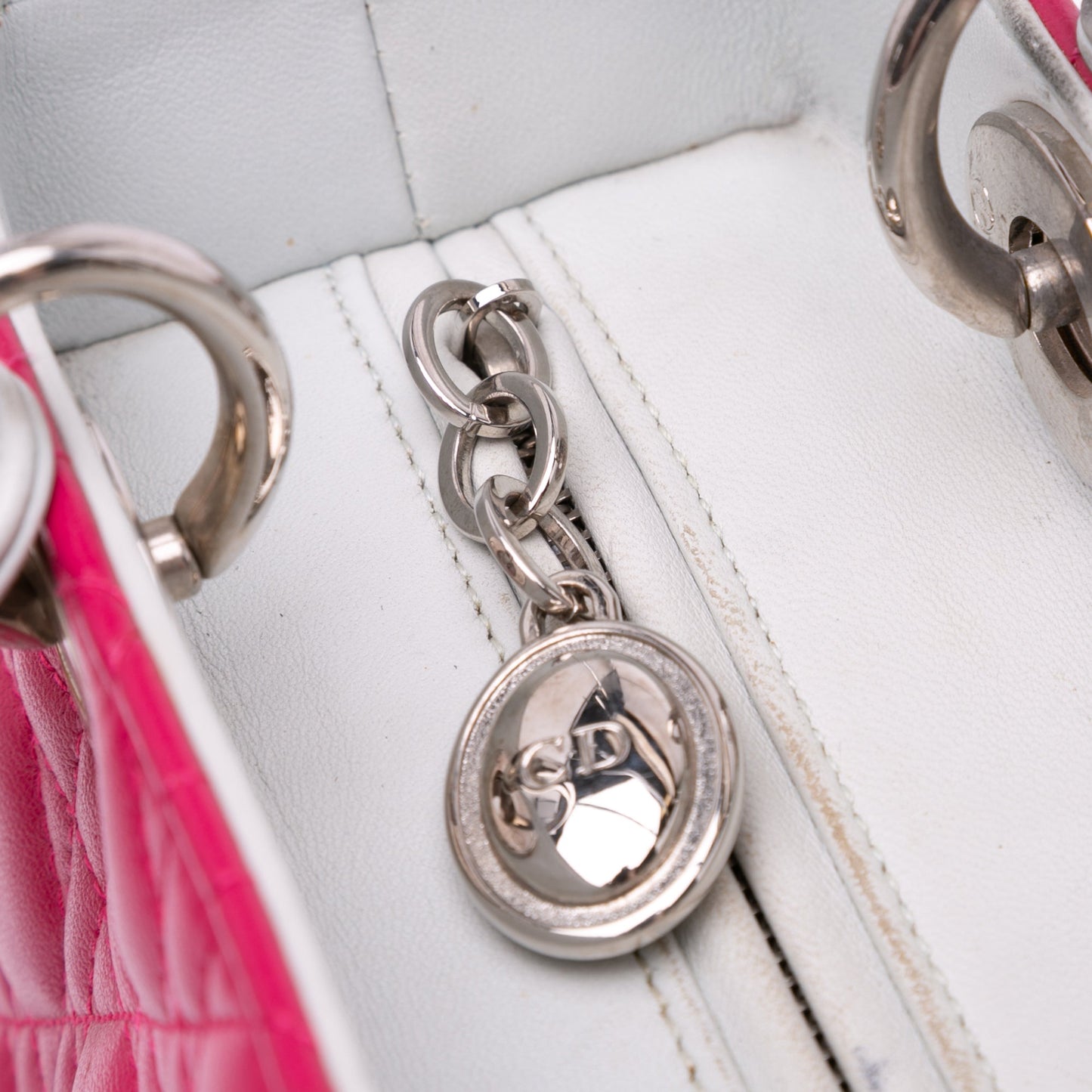 Pink Dior Medium Tricolor Lambskin Cannage Lady Dior Satchel