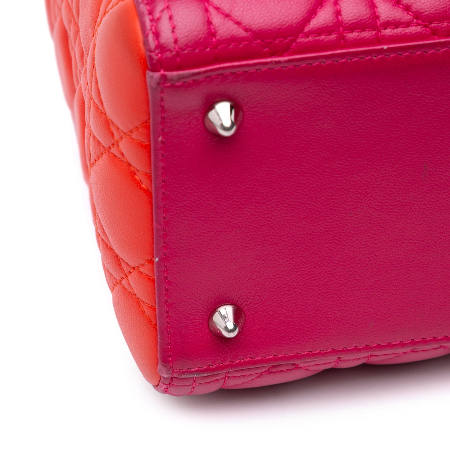 Pink Dior Medium Tricolor Lambskin Cannage Lady Dior Satchel