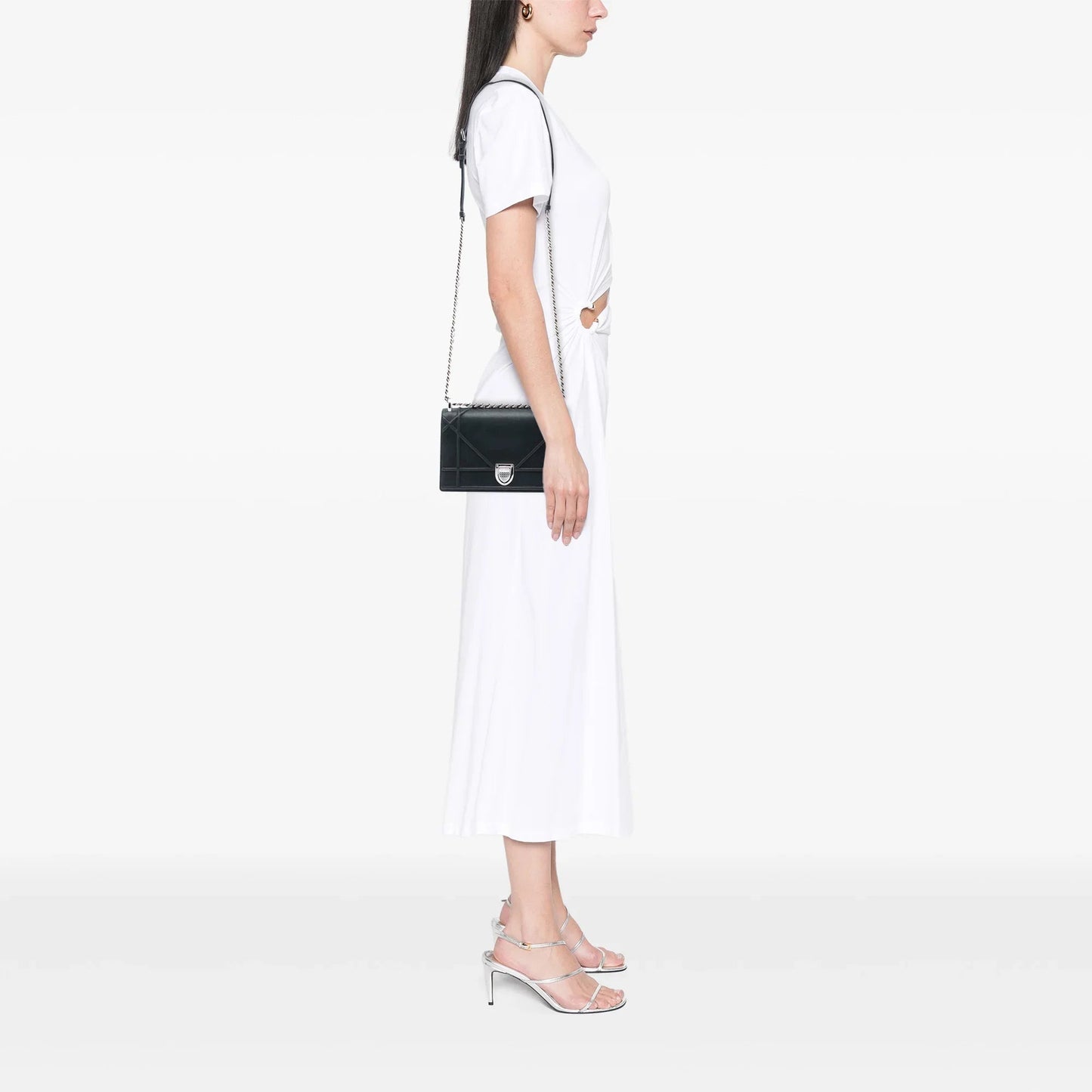 Black Dior Small Lambskin Diorama Flap Crossbody Bag