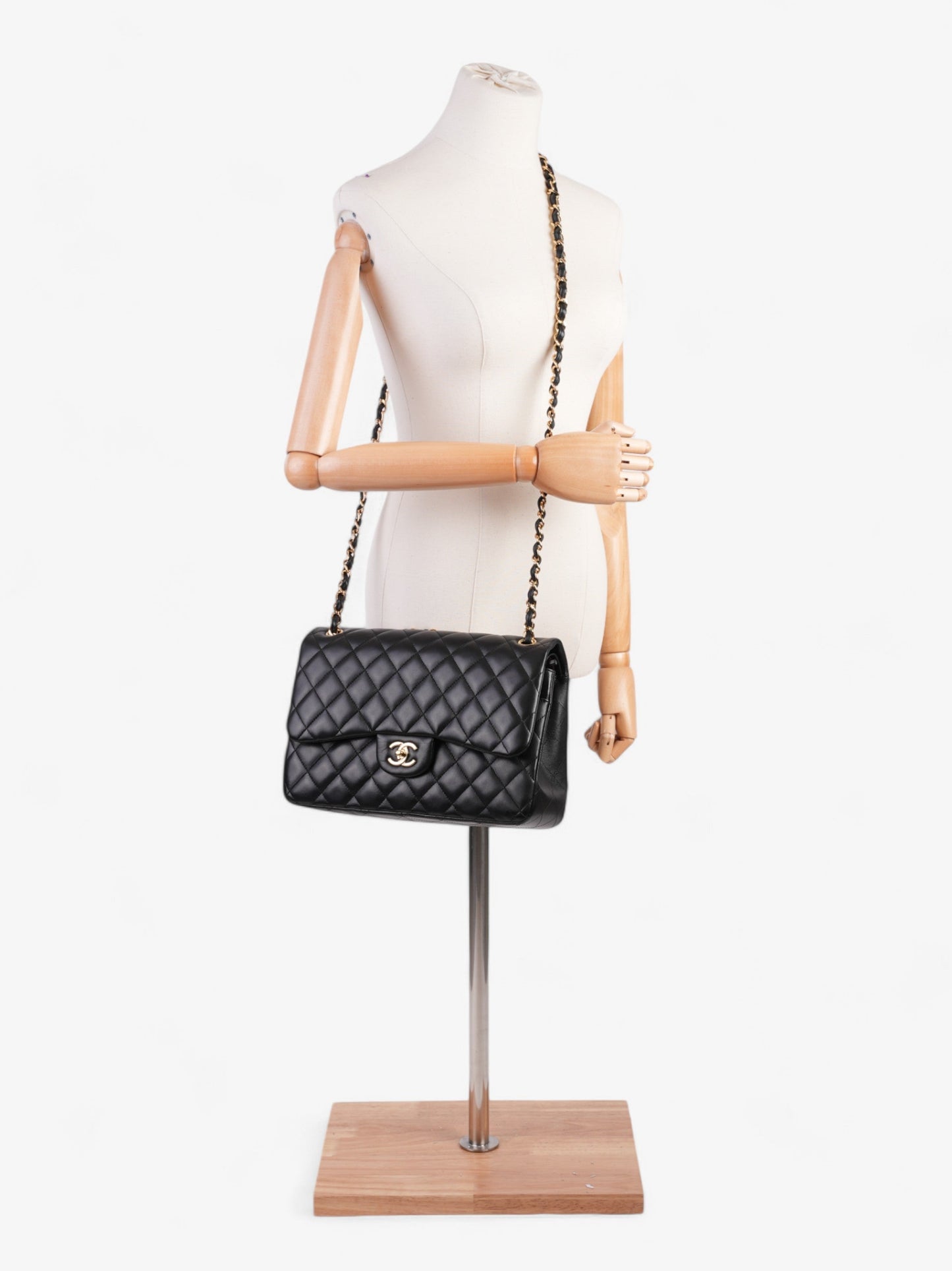 Chanel Classic Double Flap Black Lambskin Leather Large