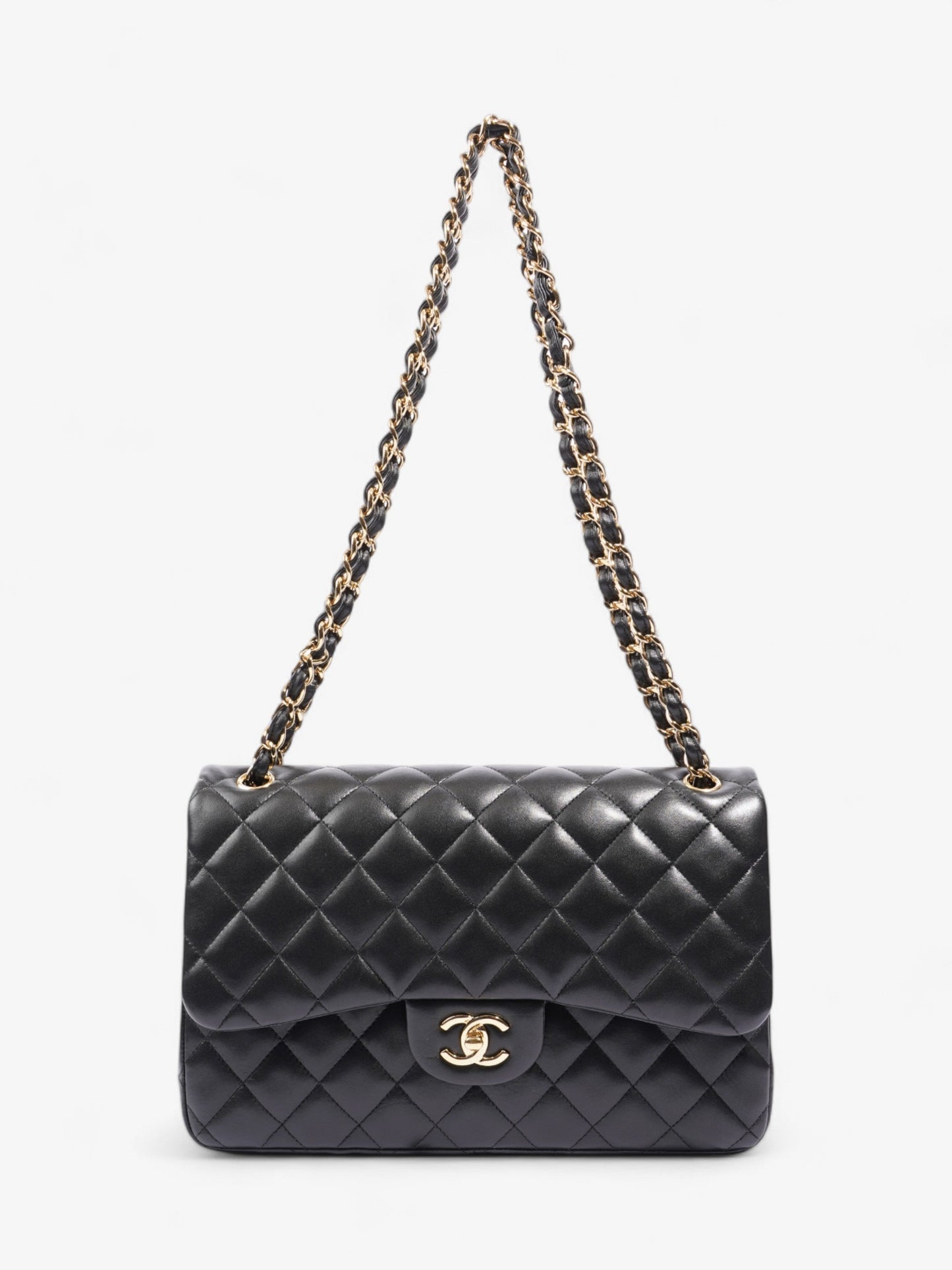 Chanel Classic Double Flap Black Lambskin Leather Large