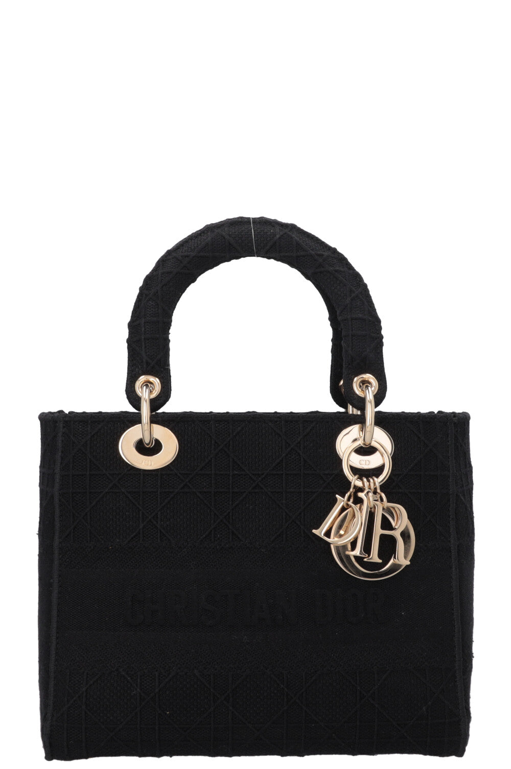 CHRISTIAN DIOR Medium Lady Dior D-Lite Canvas Black