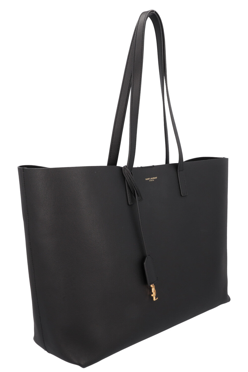 SAINT LAURENT Shopping EW Bag Leather Black