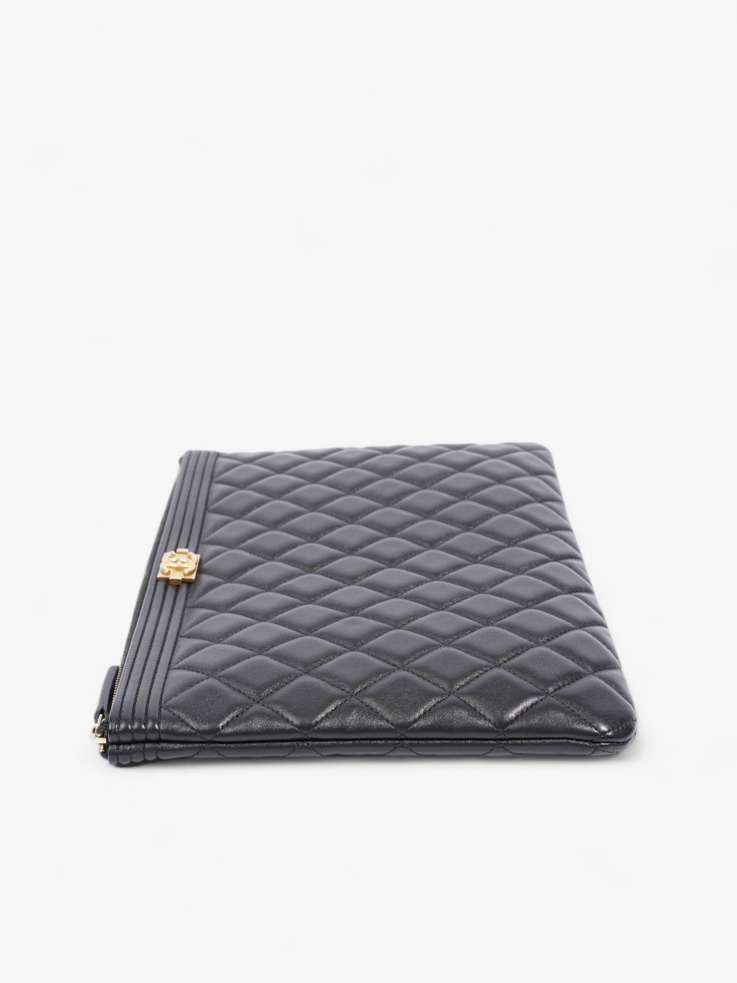 Chanel Medium Boy Pouch Black Lambskin Leather