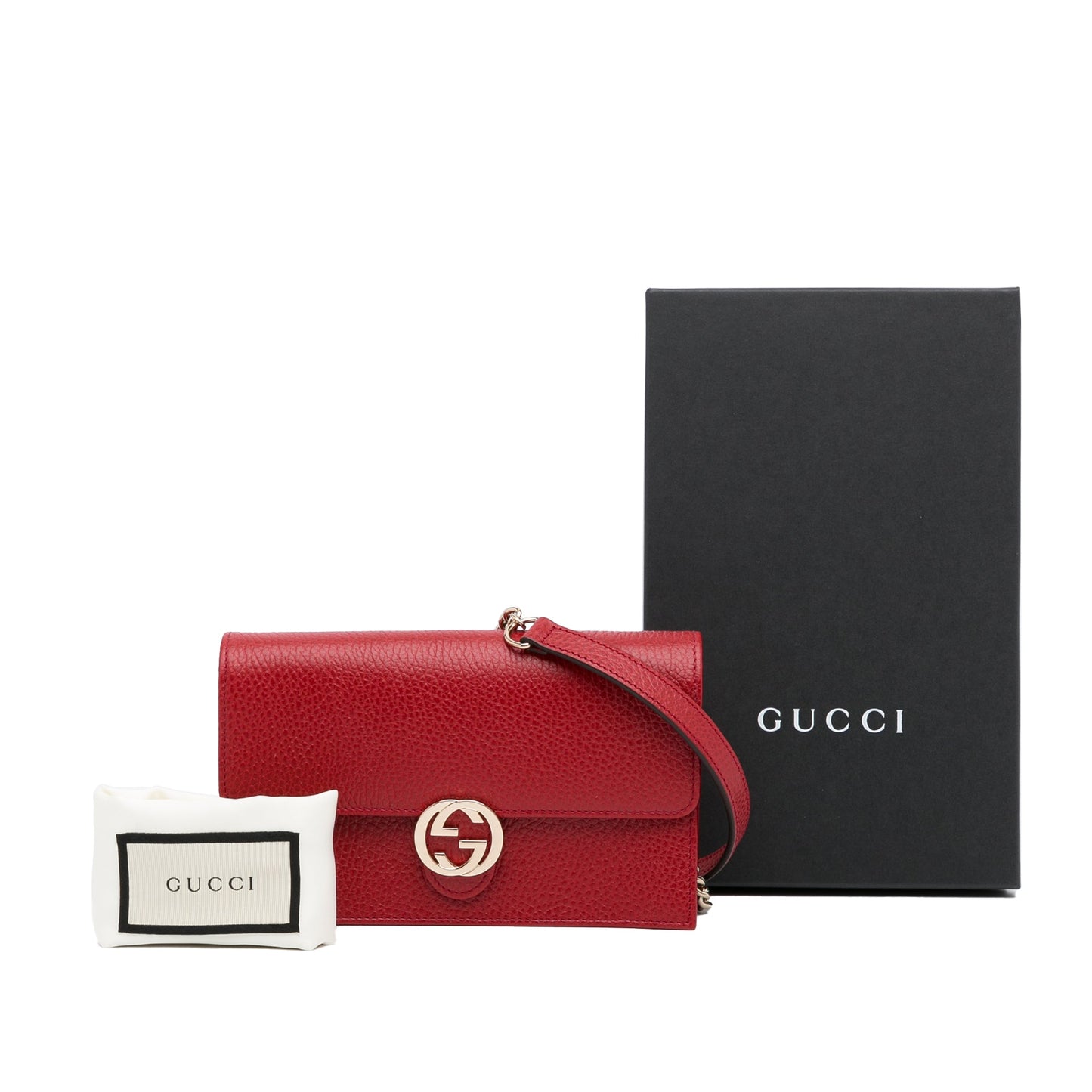 Gucci Interlocking G Red Leather Chain Crossbody Style 2