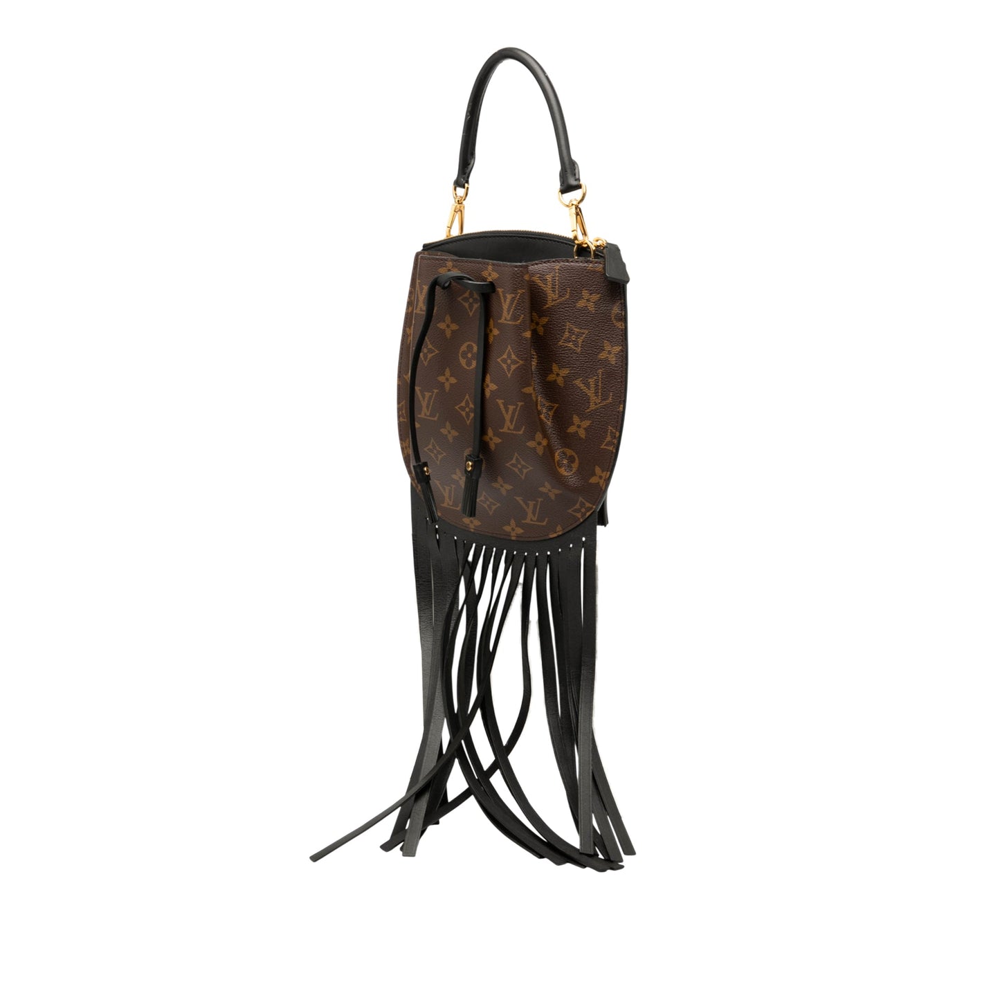Brown Louis Vuitton Monogram Fringed Noe Bucket Bag