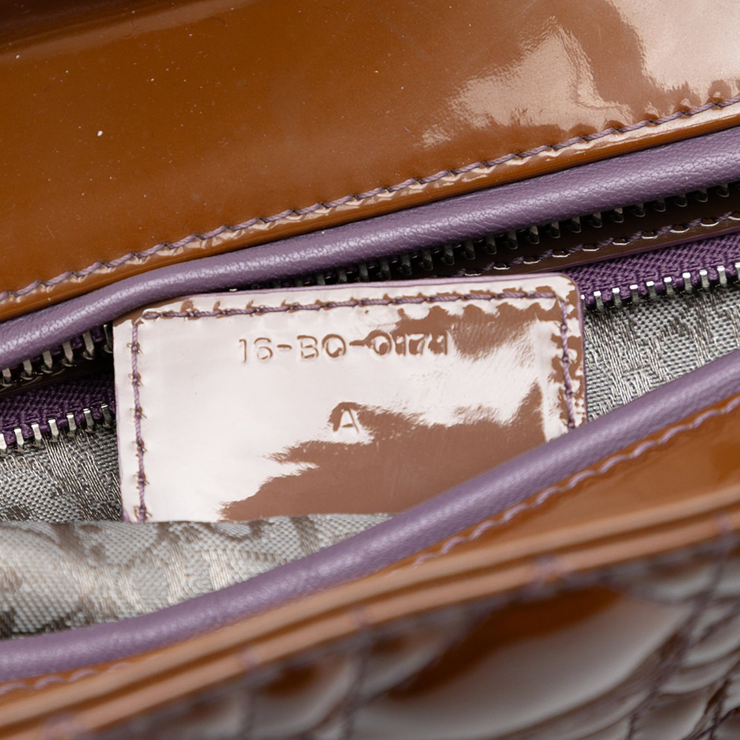 Brown Dior Large Patent Cannage Lady Dior Satchel