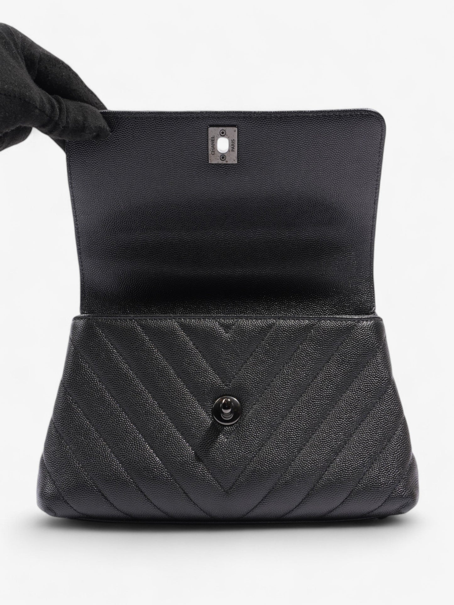Chanel Coco Top Handle So Black Caviar Leather Small