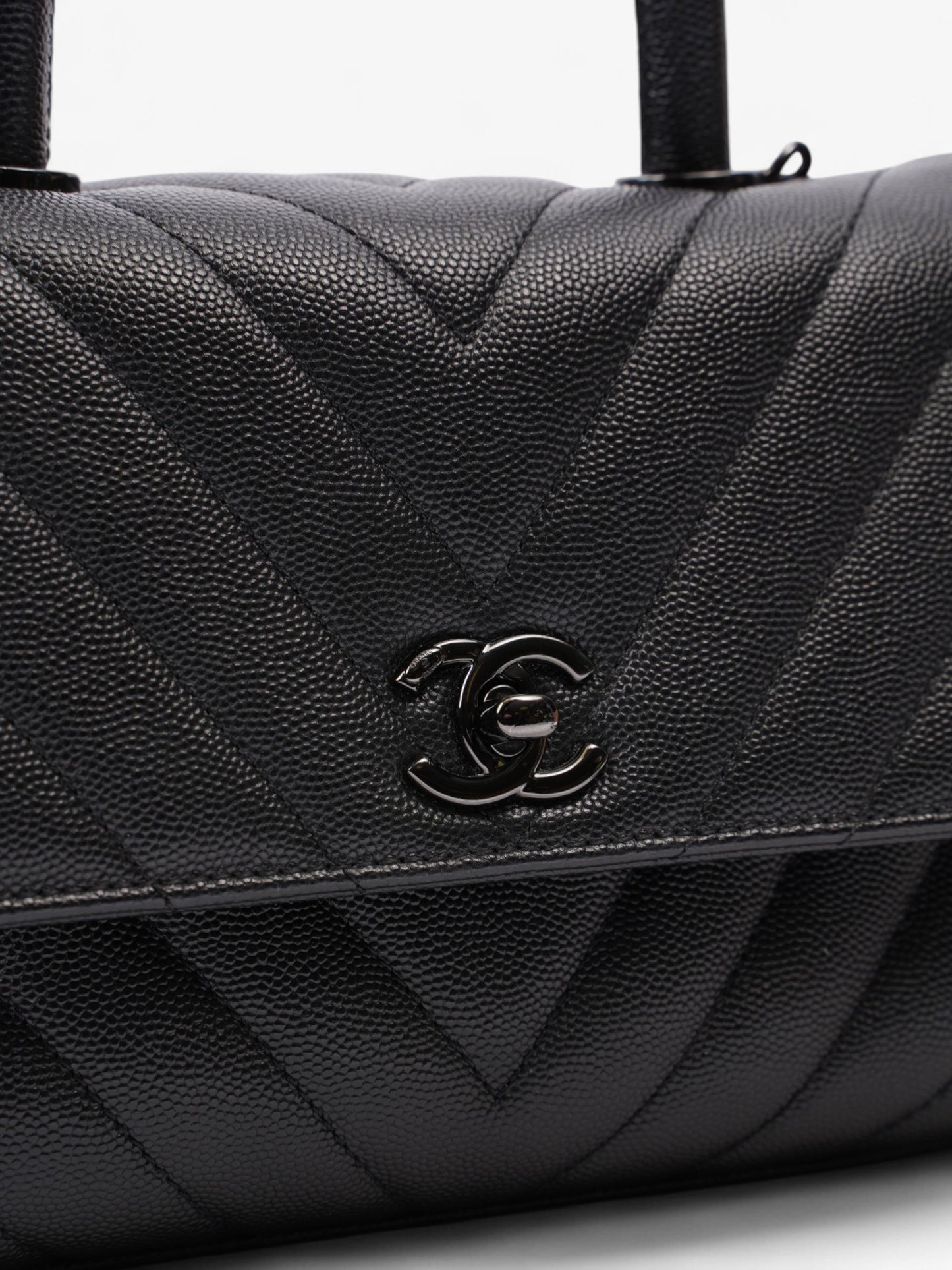 Chanel Coco Top Handle So Black Caviar Leather Small