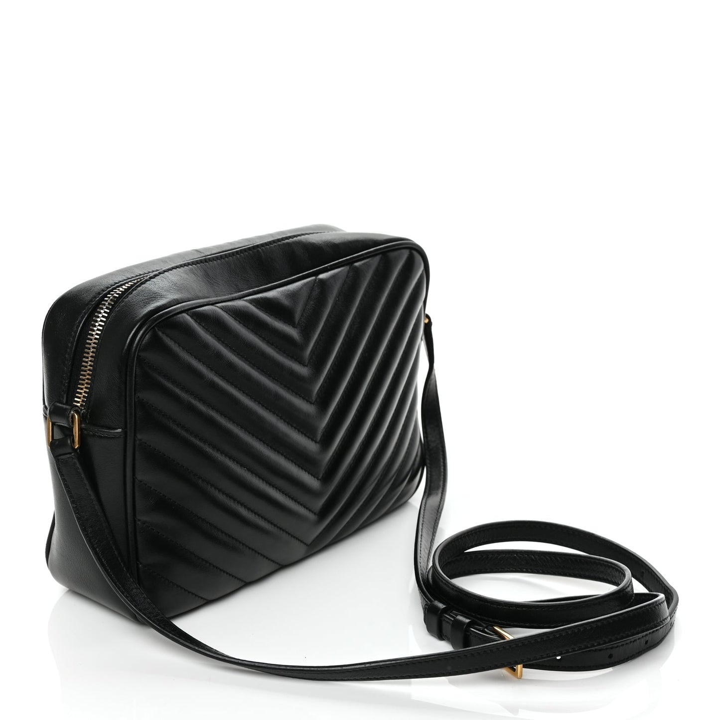 Saint Laurent Calfskin Matelasse Monogram Lou Camera Bag Black