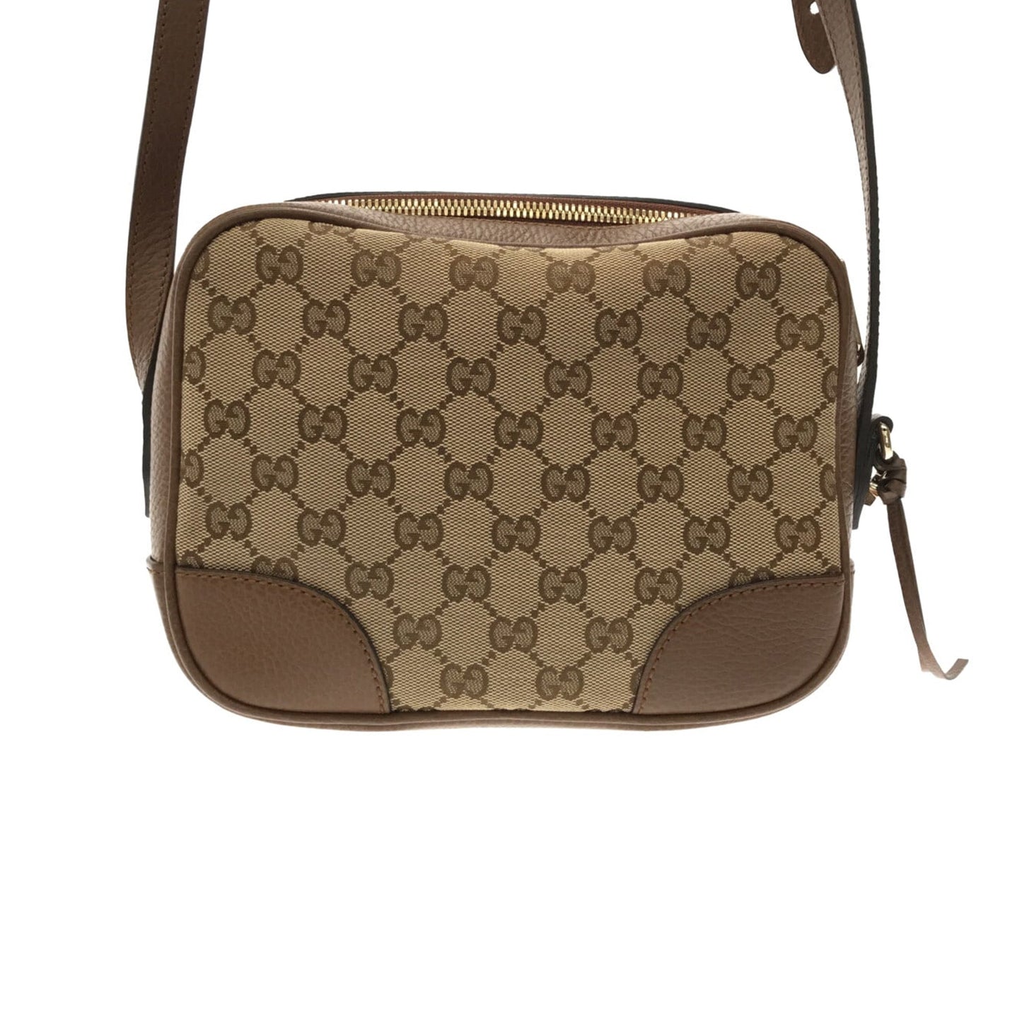 Gucci Brown Leather Canvas Crossbody Style 2