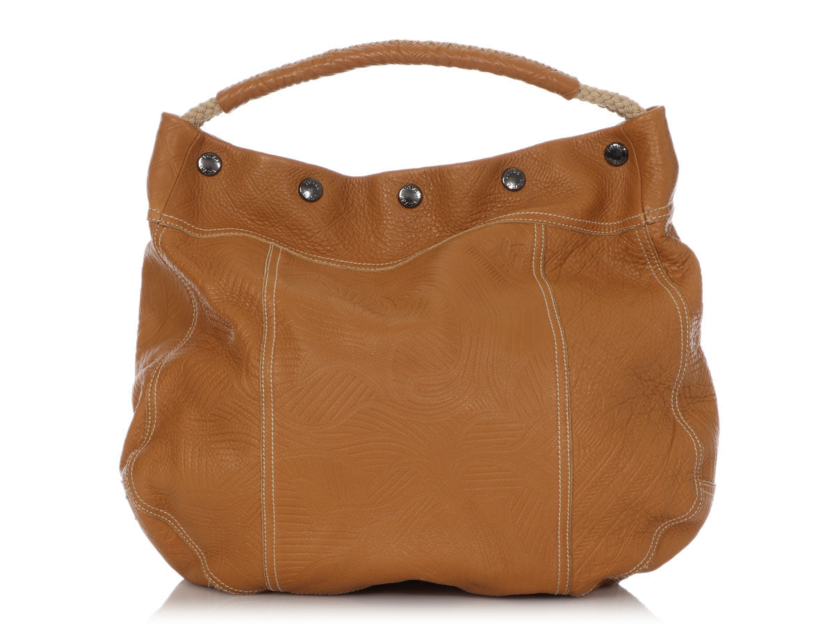 Prada Tan Embossed Leather Hobo