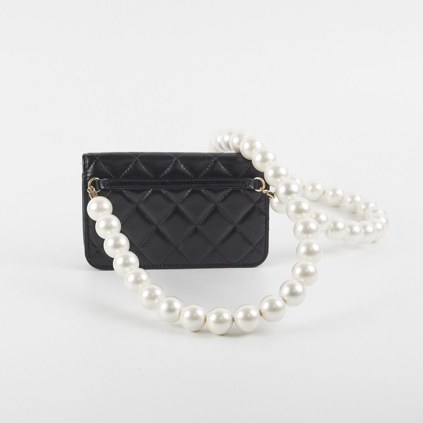 Chanel Black Pearl Card Holder Pearl Shoulder Bag