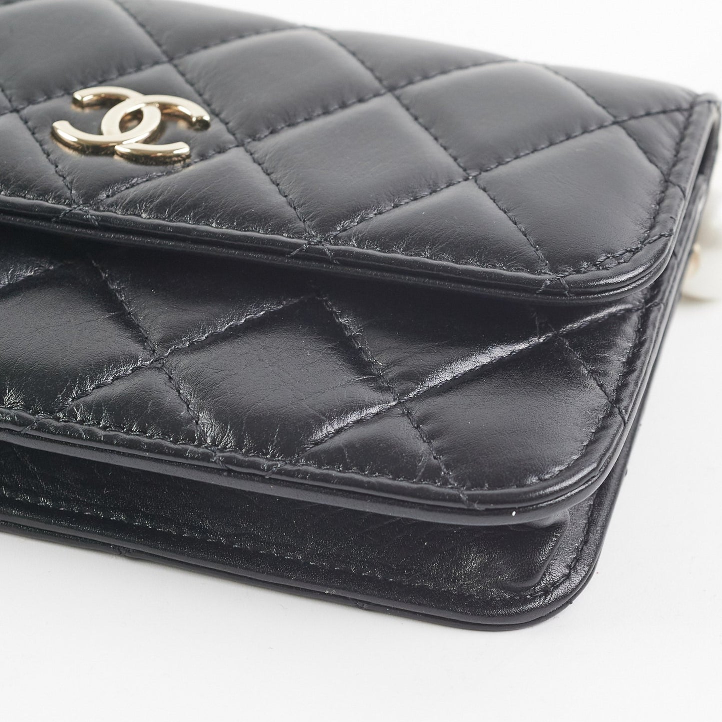 Chanel Black Pearl Card Holder Pearl Shoulder Bag