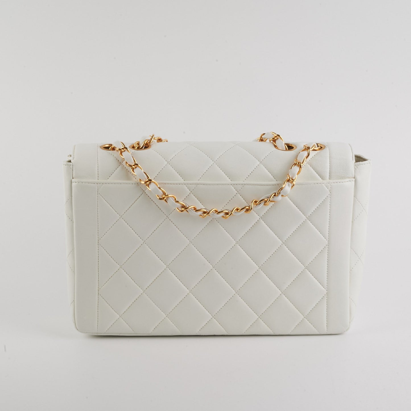 Chanel Quilted  Flap White 24K Gold