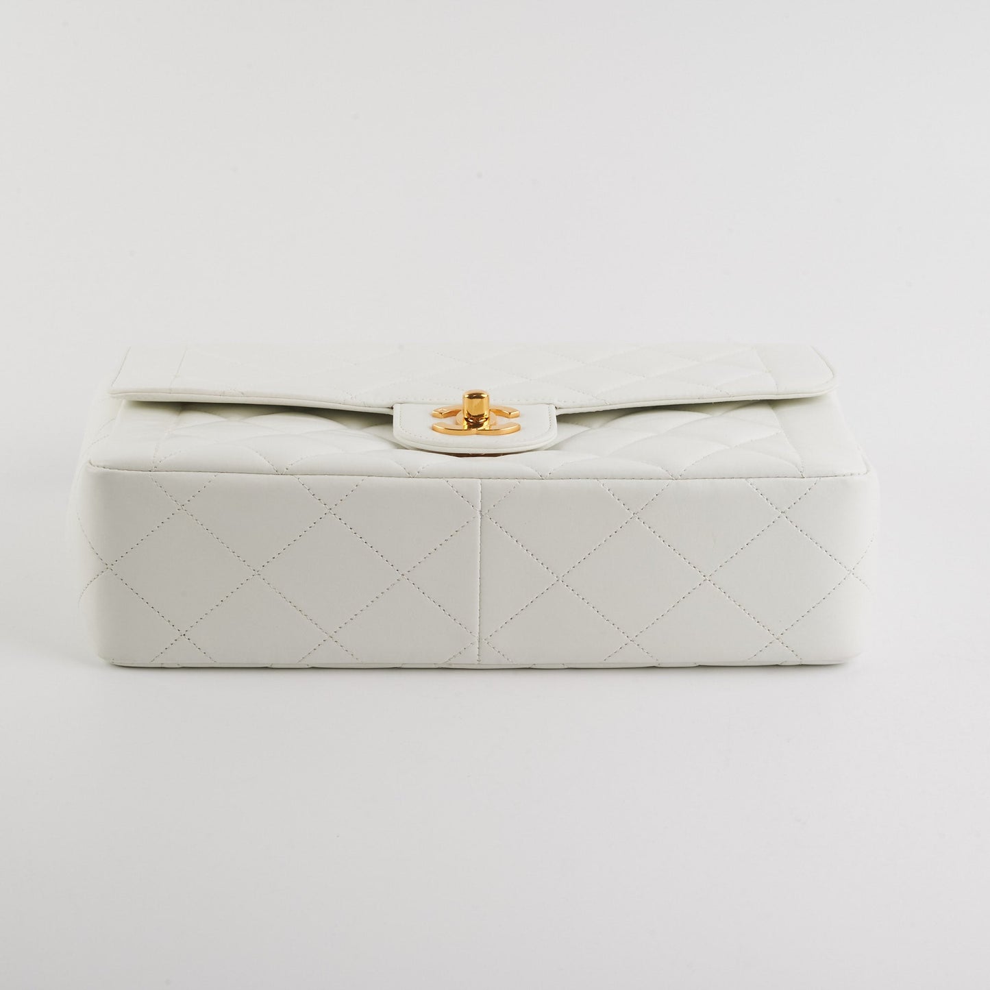 Chanel Quilted  Flap White 24K Gold
