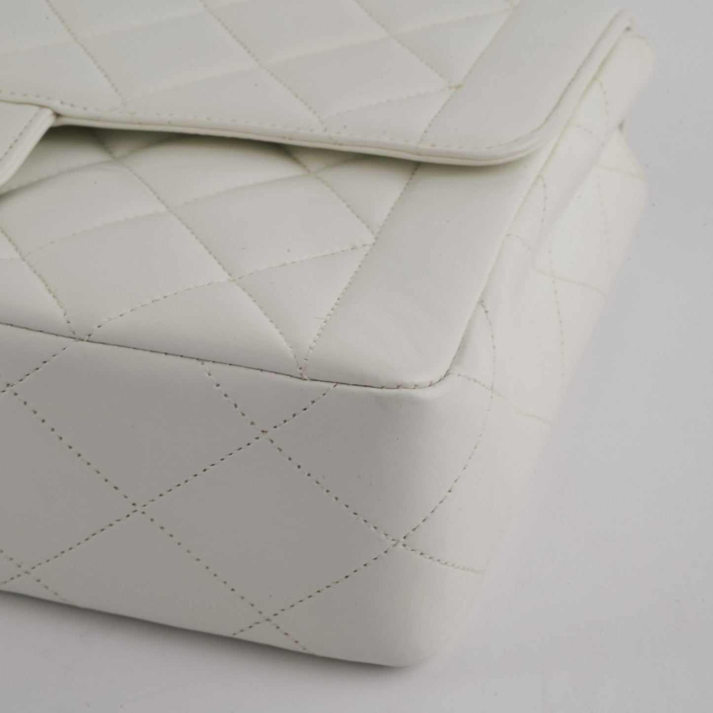 Chanel Quilted  Flap White 24K Gold