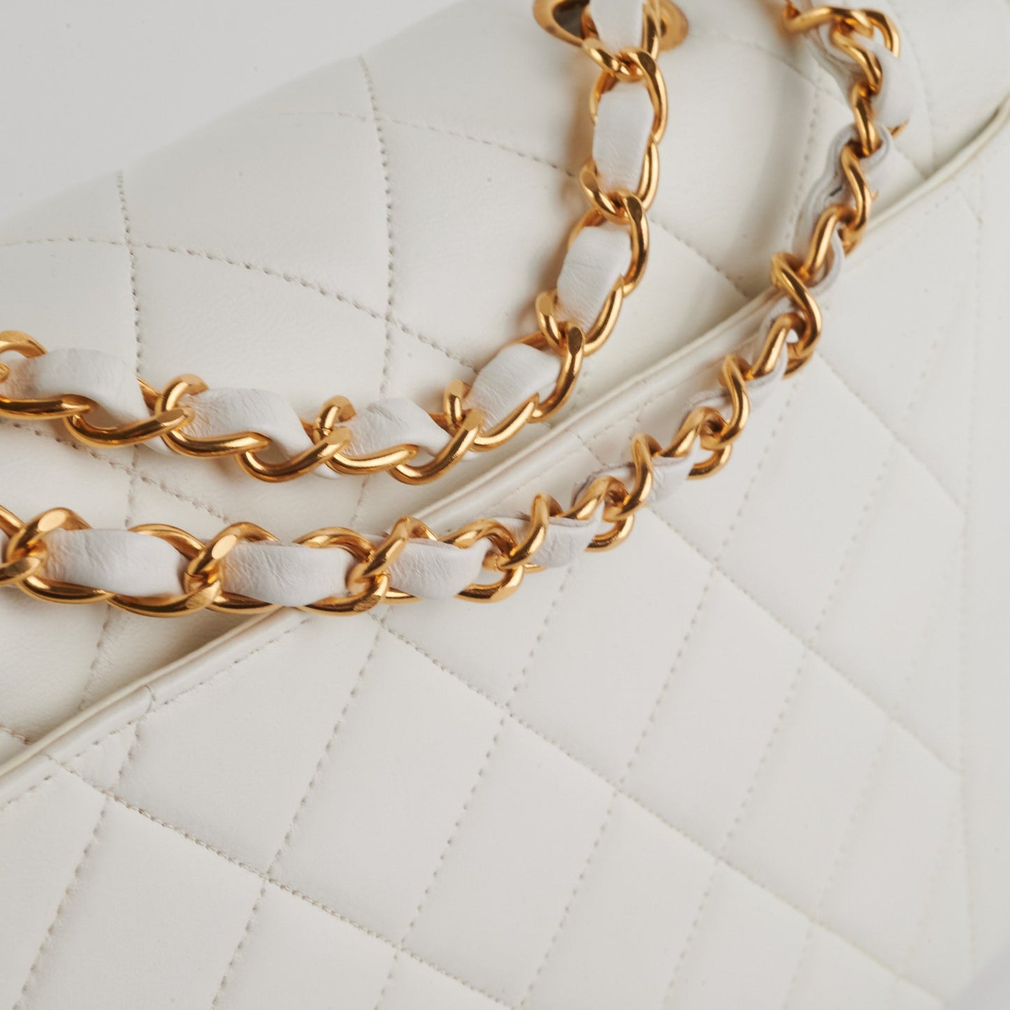 Chanel Quilted  Flap White 24K Gold
