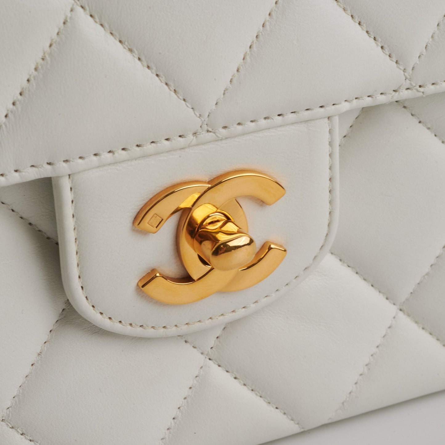 Chanel Quilted  Flap White 24K Gold