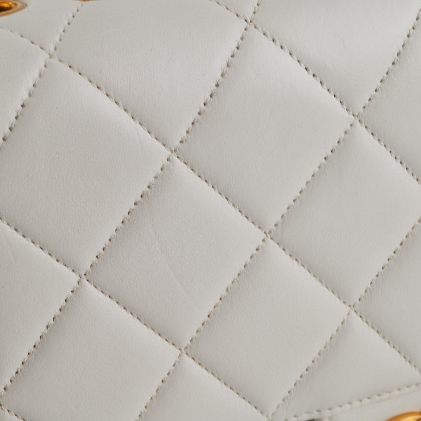 Chanel Quilted  Flap White 24K Gold